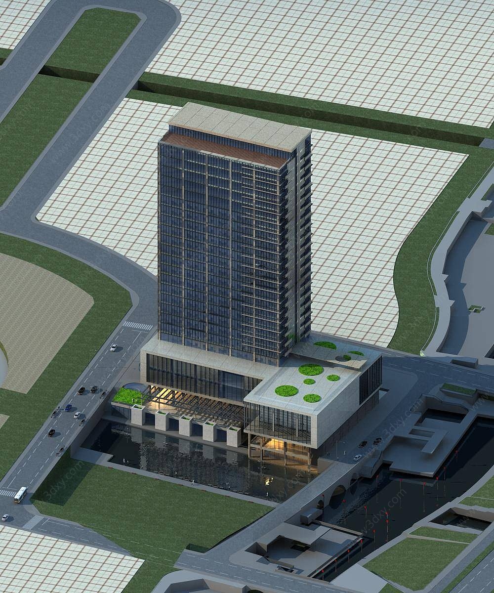 现代高层商业办公楼建筑3D模型