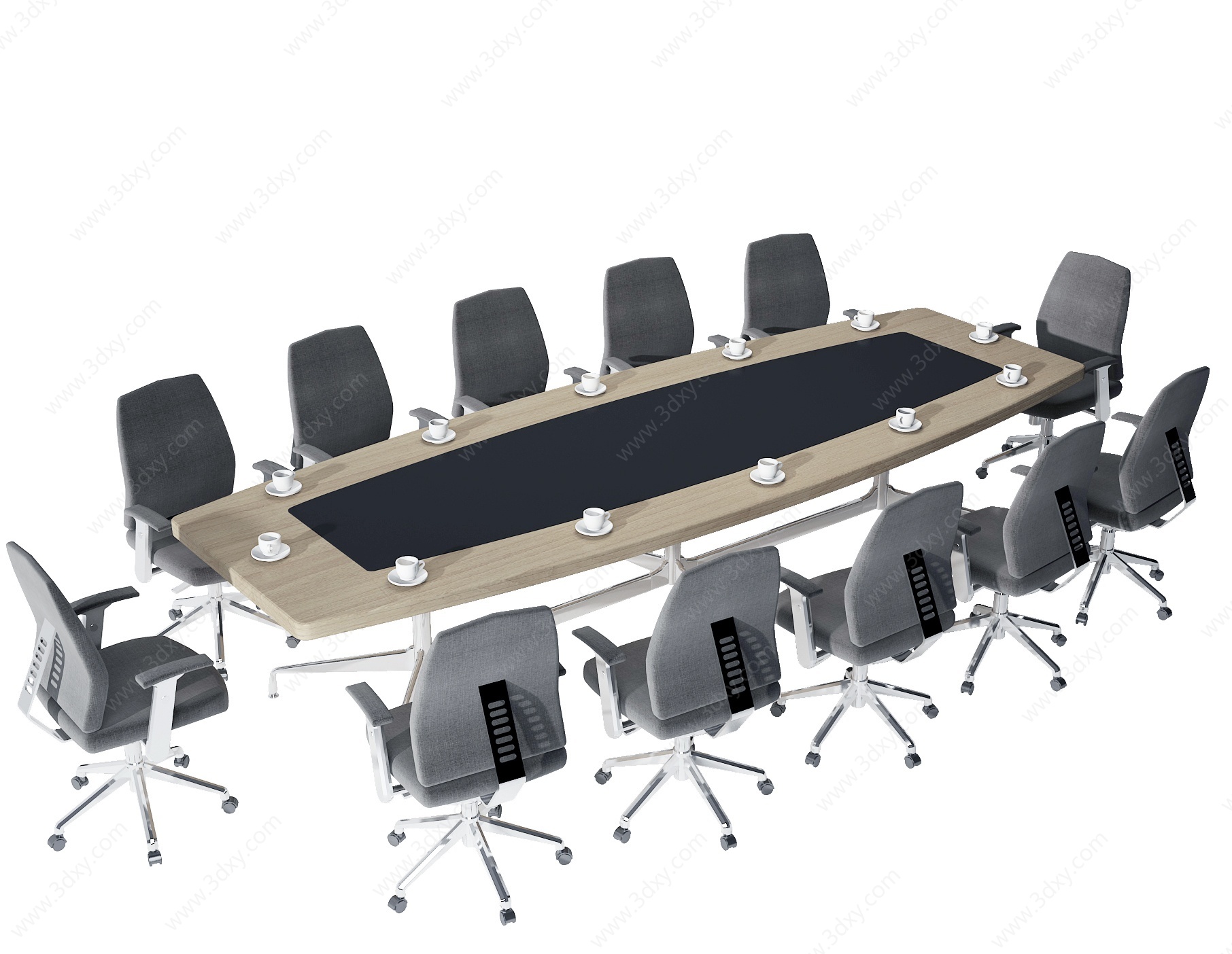 现代会议台会议桌椅3D模型