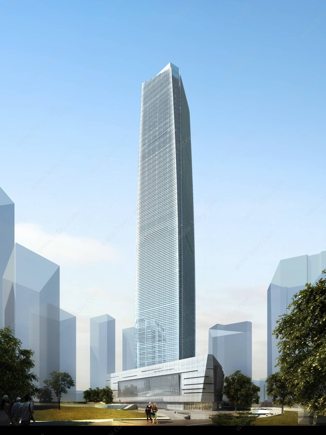 现代超高层商业办公楼3D模型