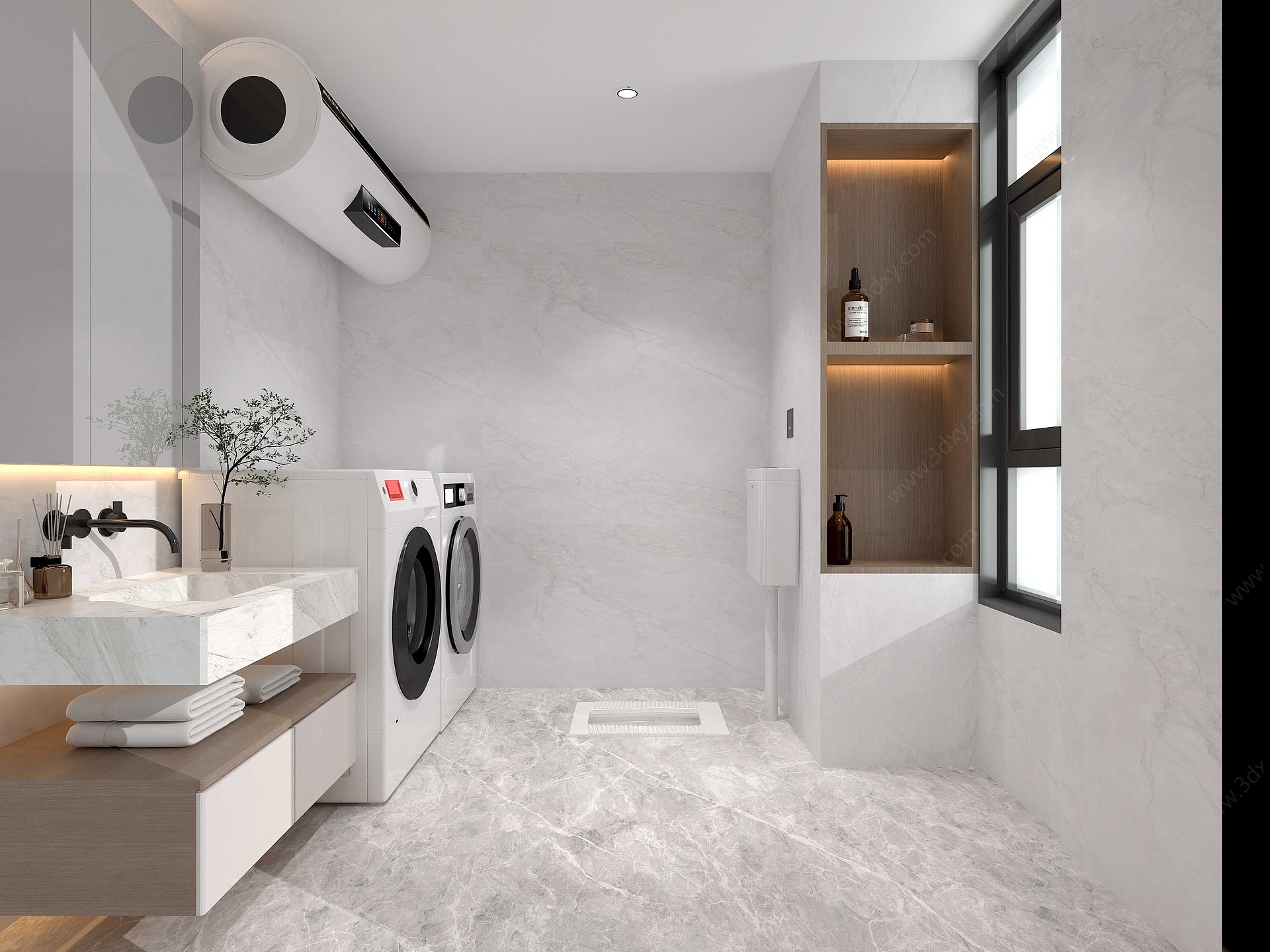 现代简约洗手间3D模型