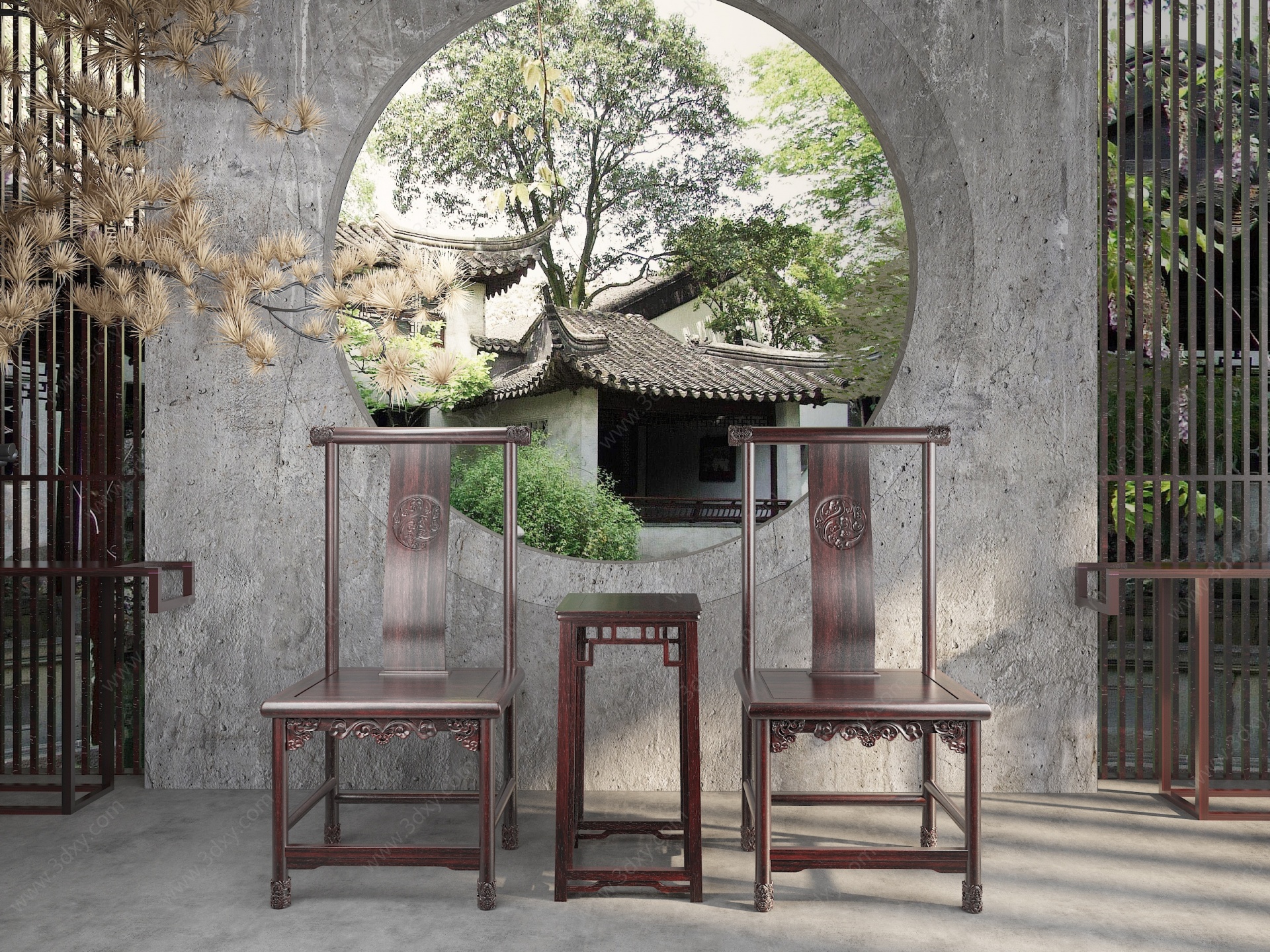 中式古典红木实木家具3D模型