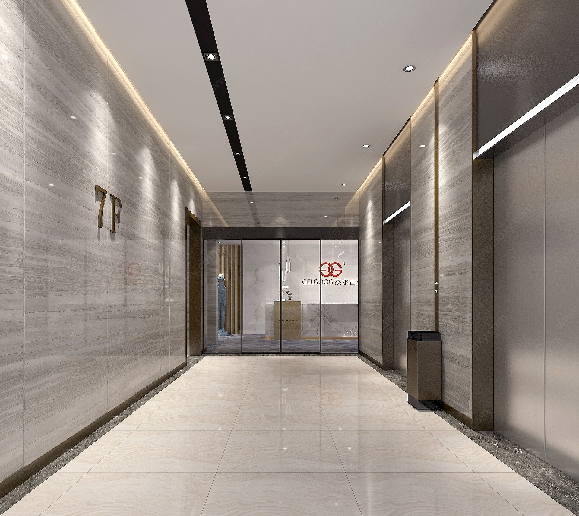现代电梯厅前台3D模型
