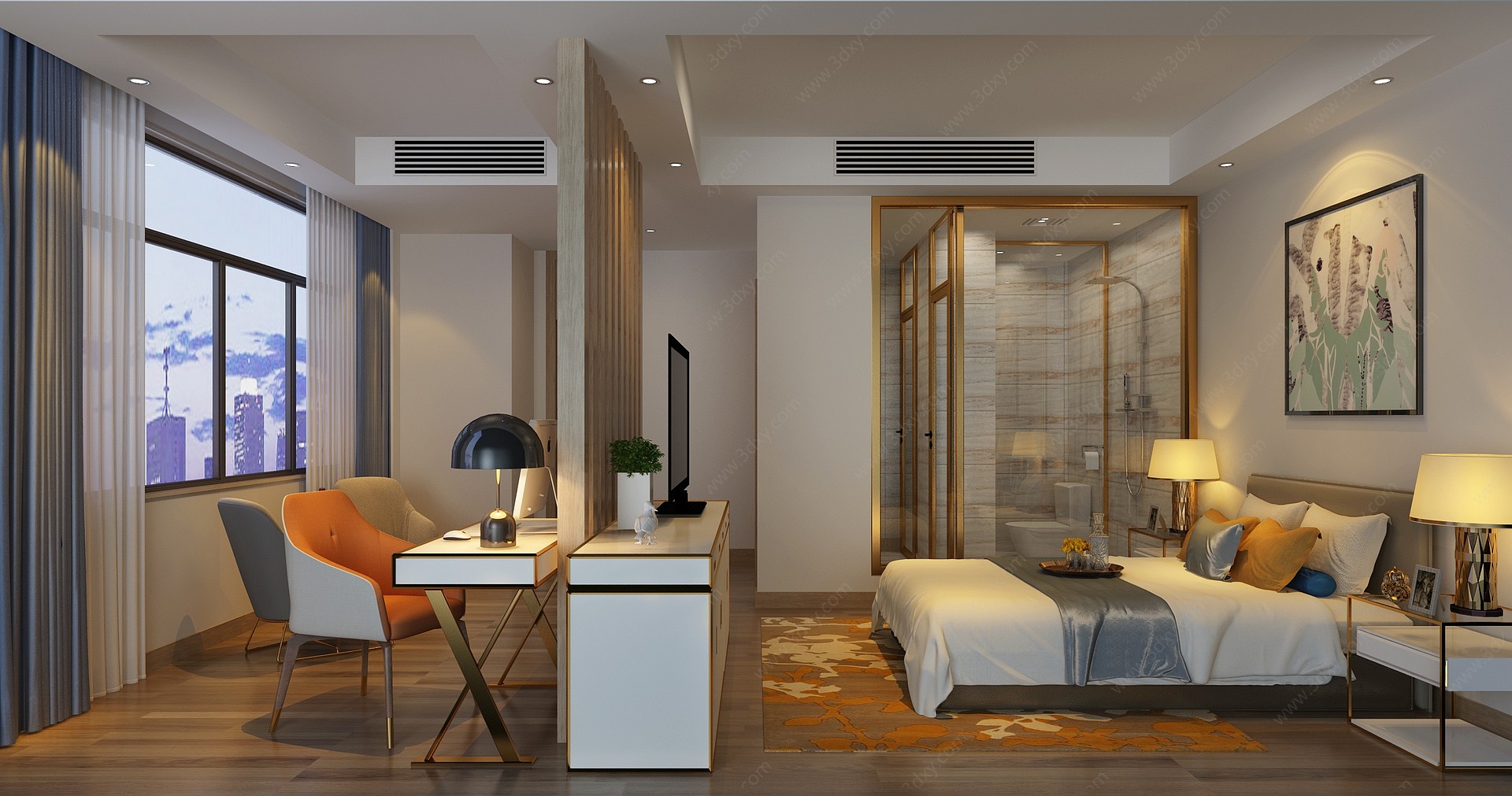 现代宾馆客房3D模型