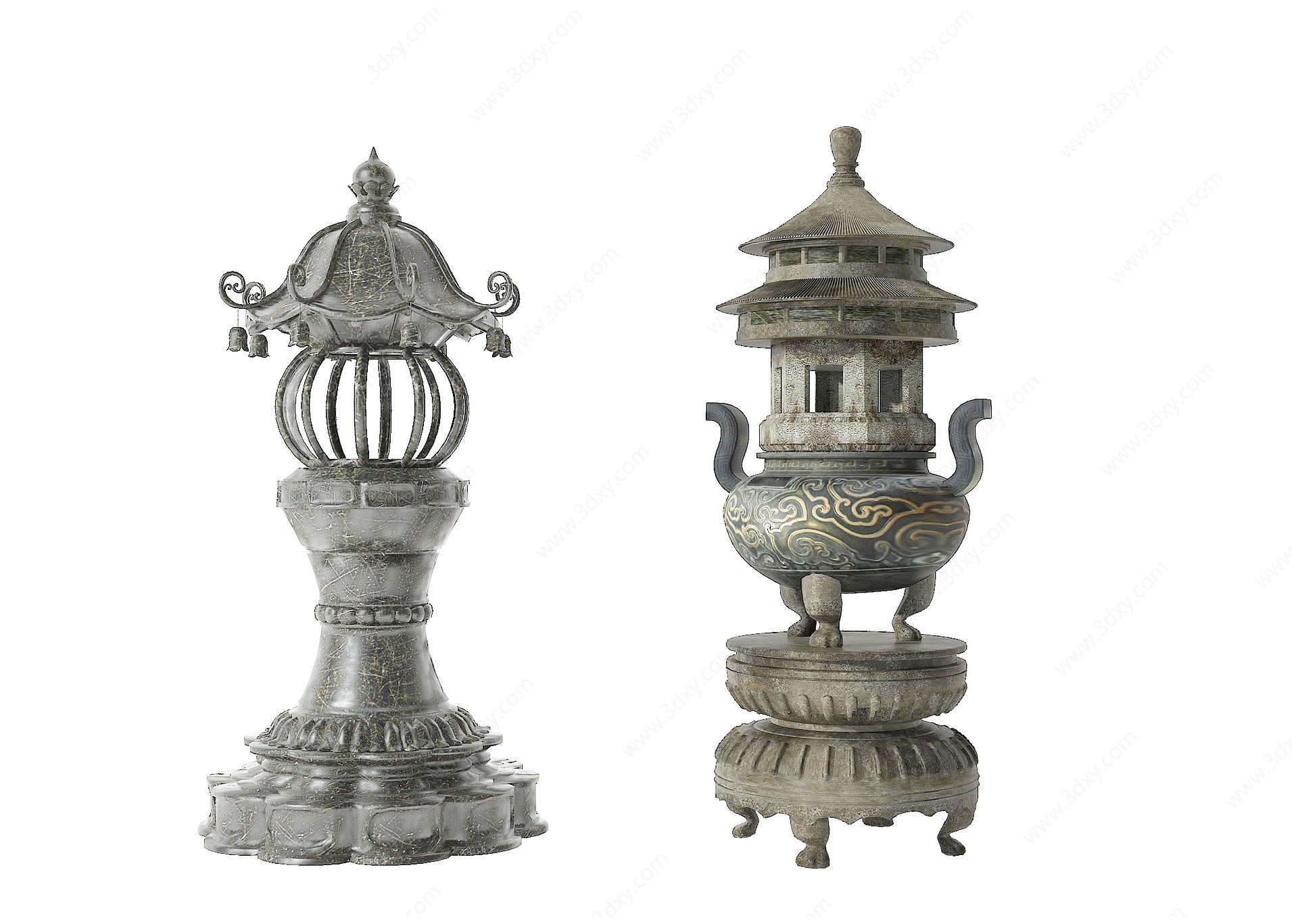 中式古典铜器香炉3D模型