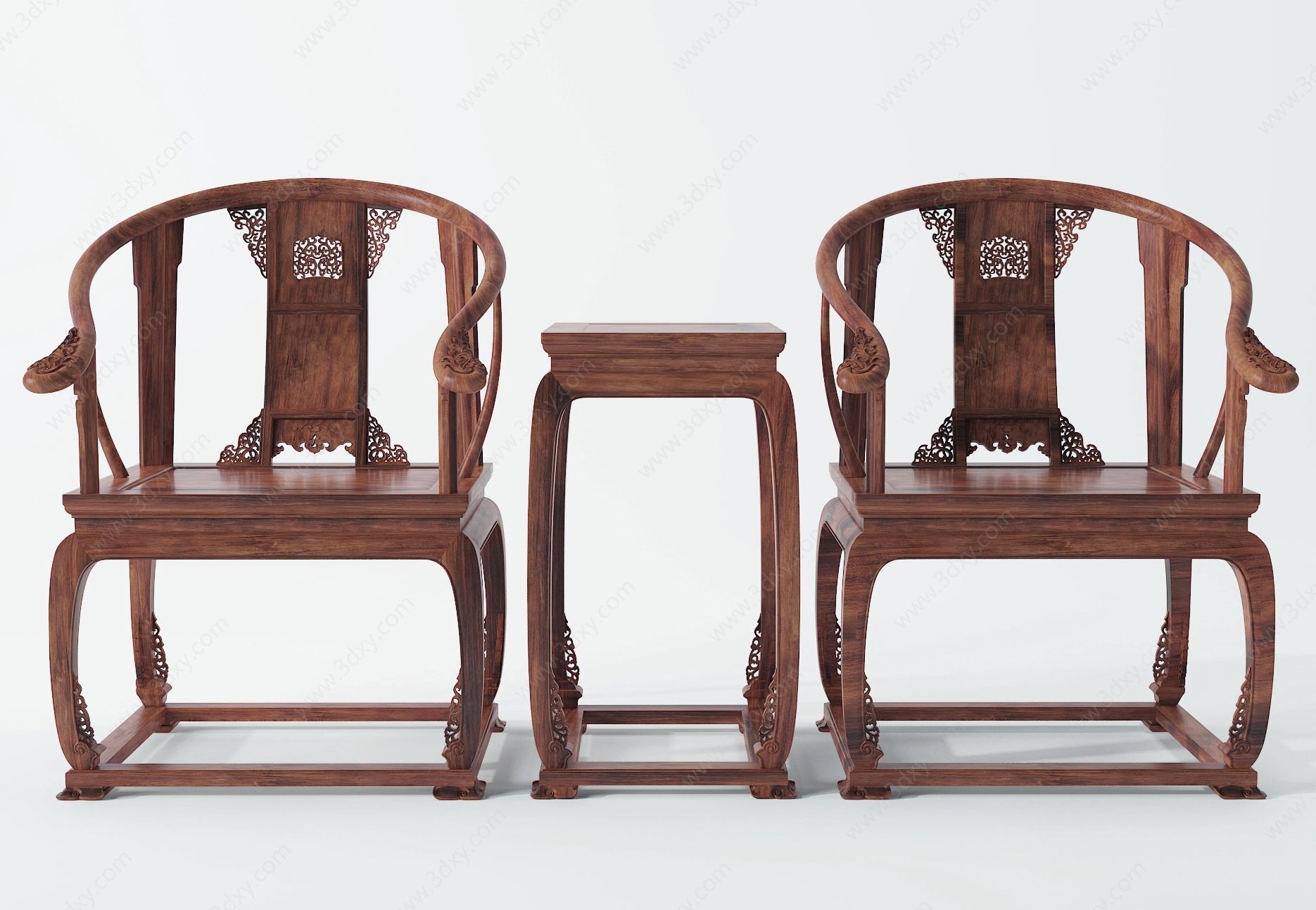 中式古典红木家具圈椅3D模型