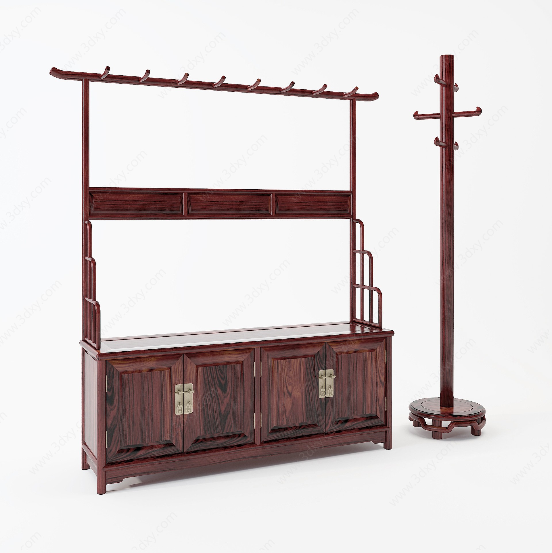 中式古典实木红木家具3D模型