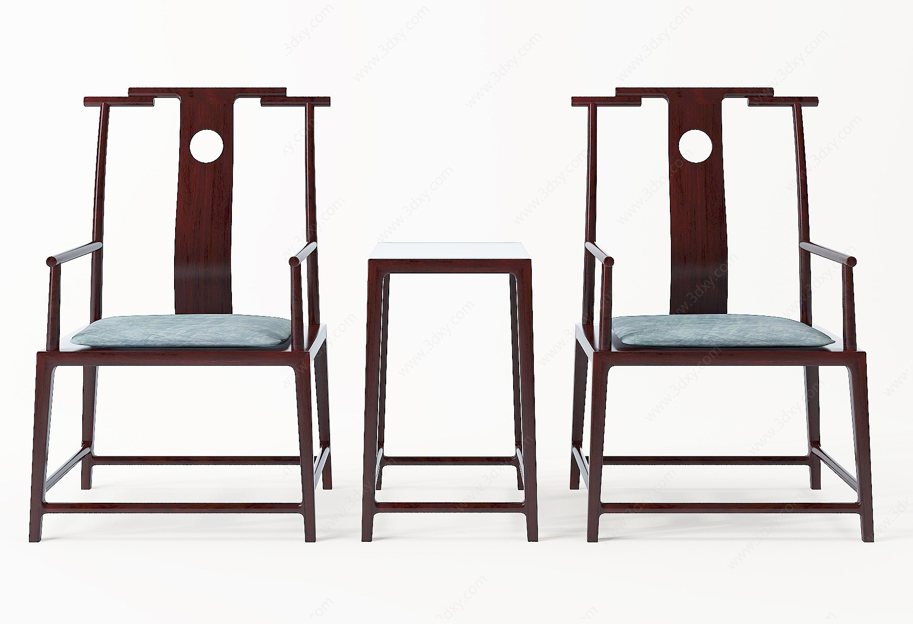 新中式实木椅子边几3D模型