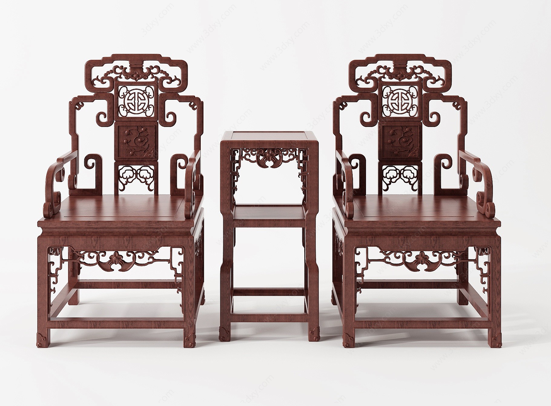 中式古典红木实木太师椅3D模型