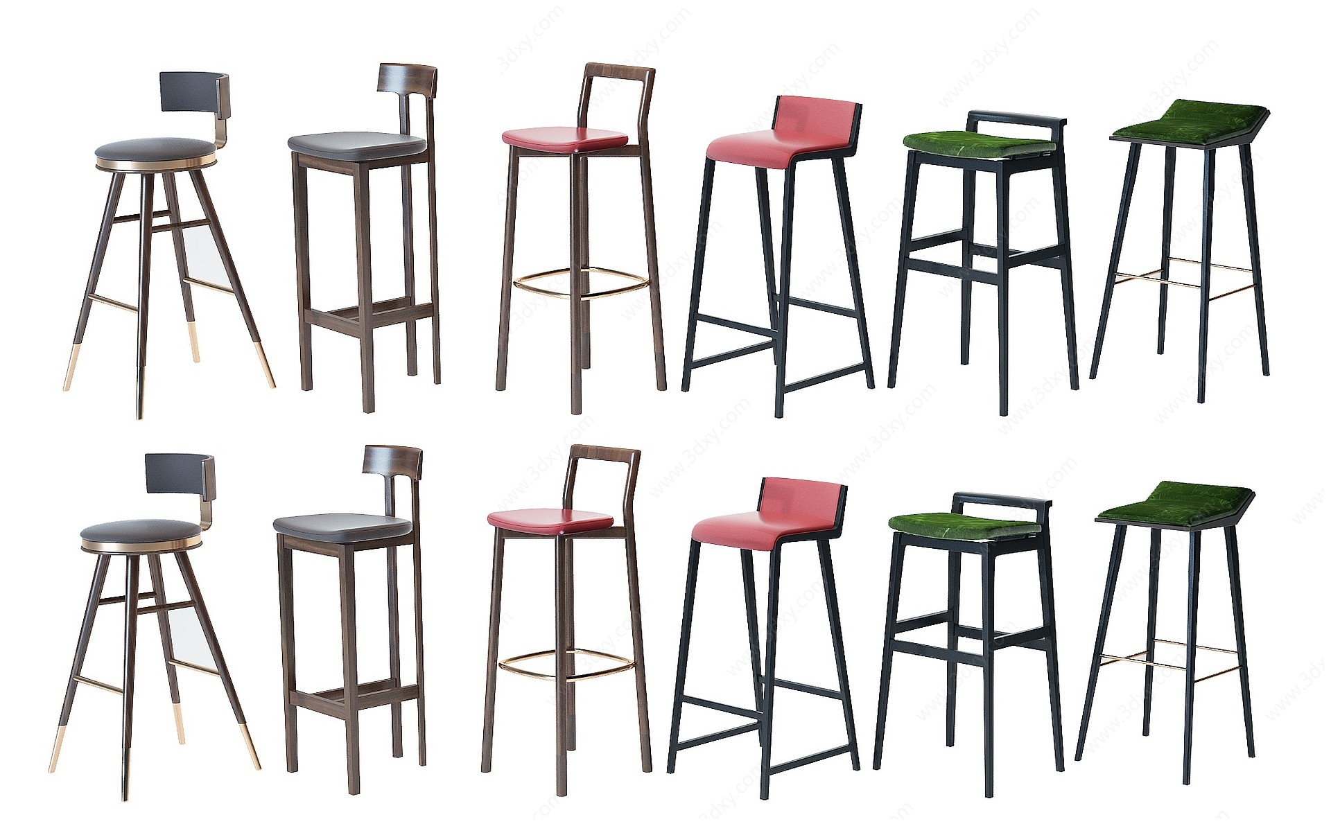 现代皮革吧台椅3D模型