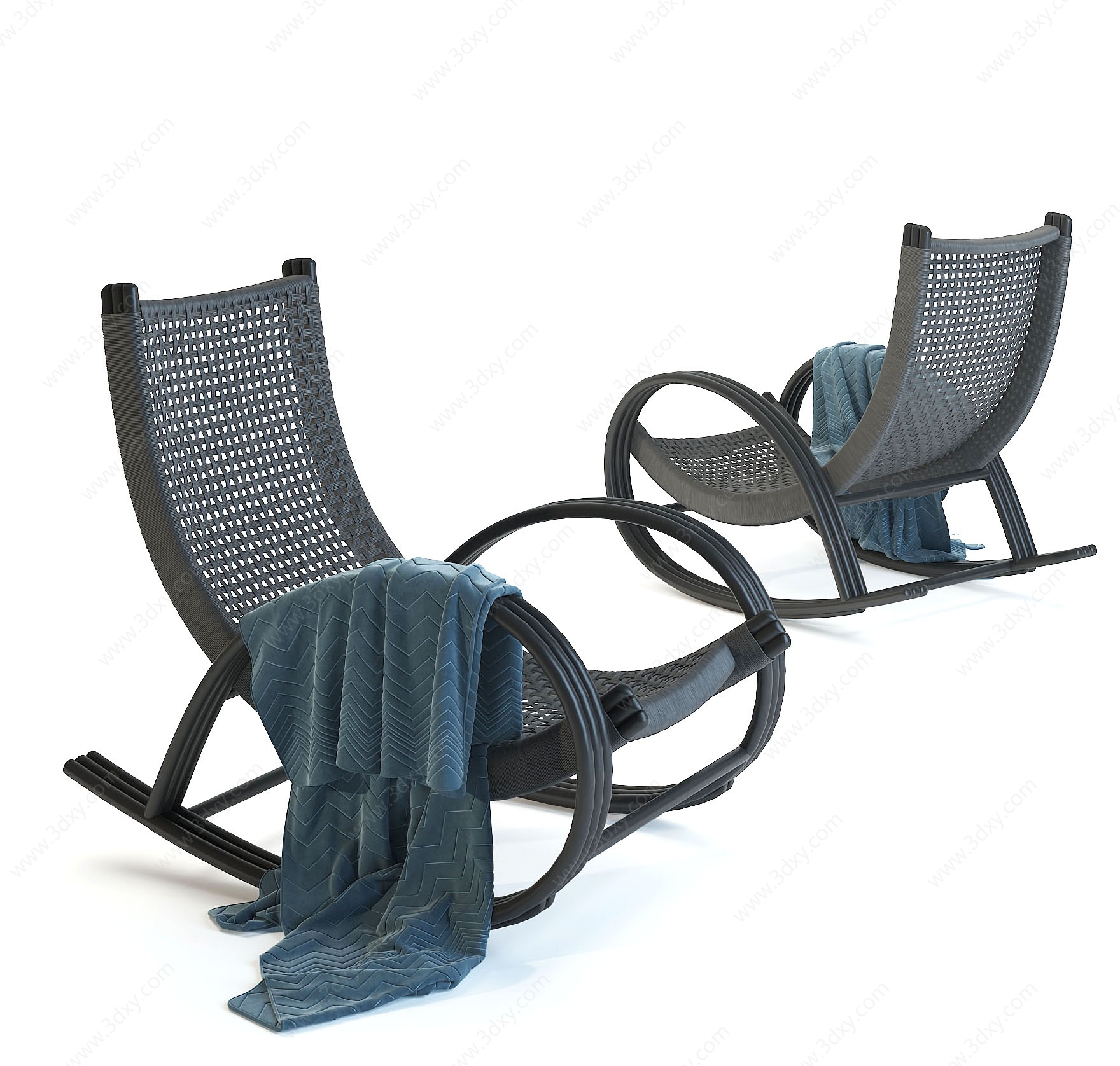 现代藤编摇椅3D模型