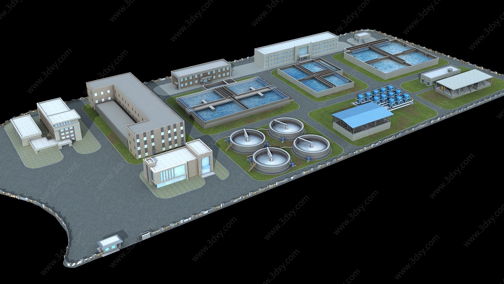 污水处理厂3D模型