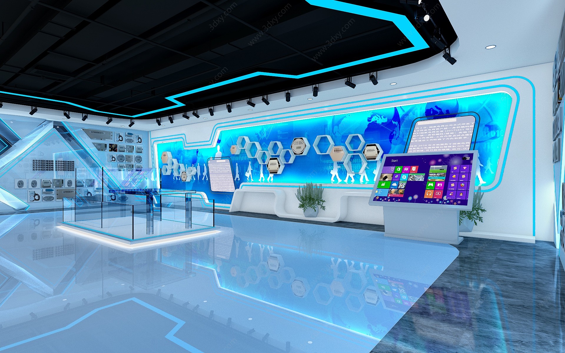 超现代展厅展示墙3D模型