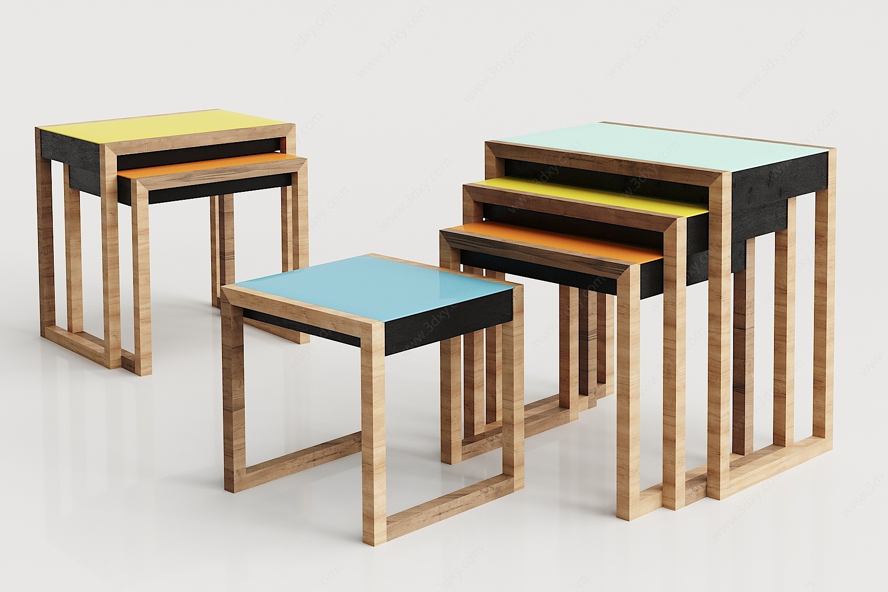 现代实木凳子3D模型