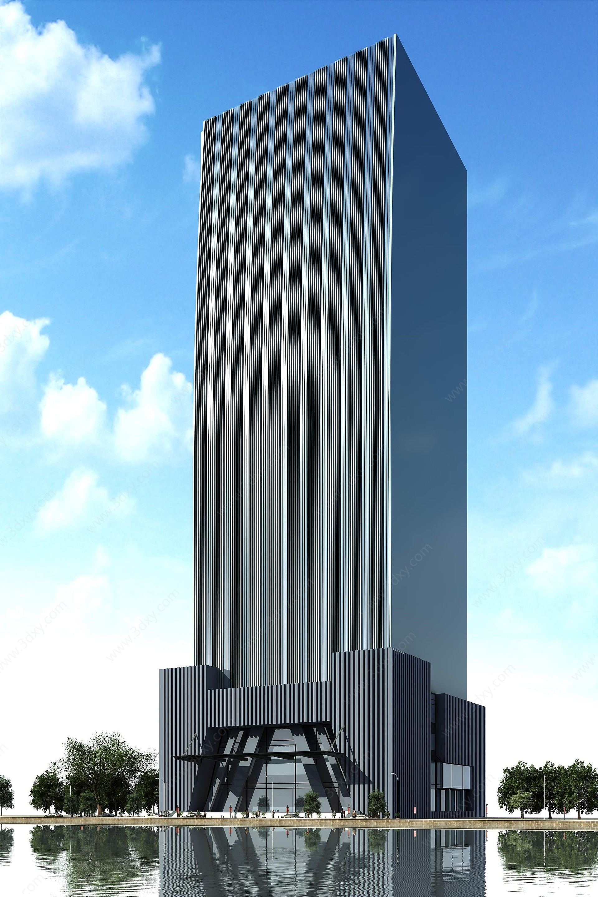 现代高层玻璃酒店3D模型