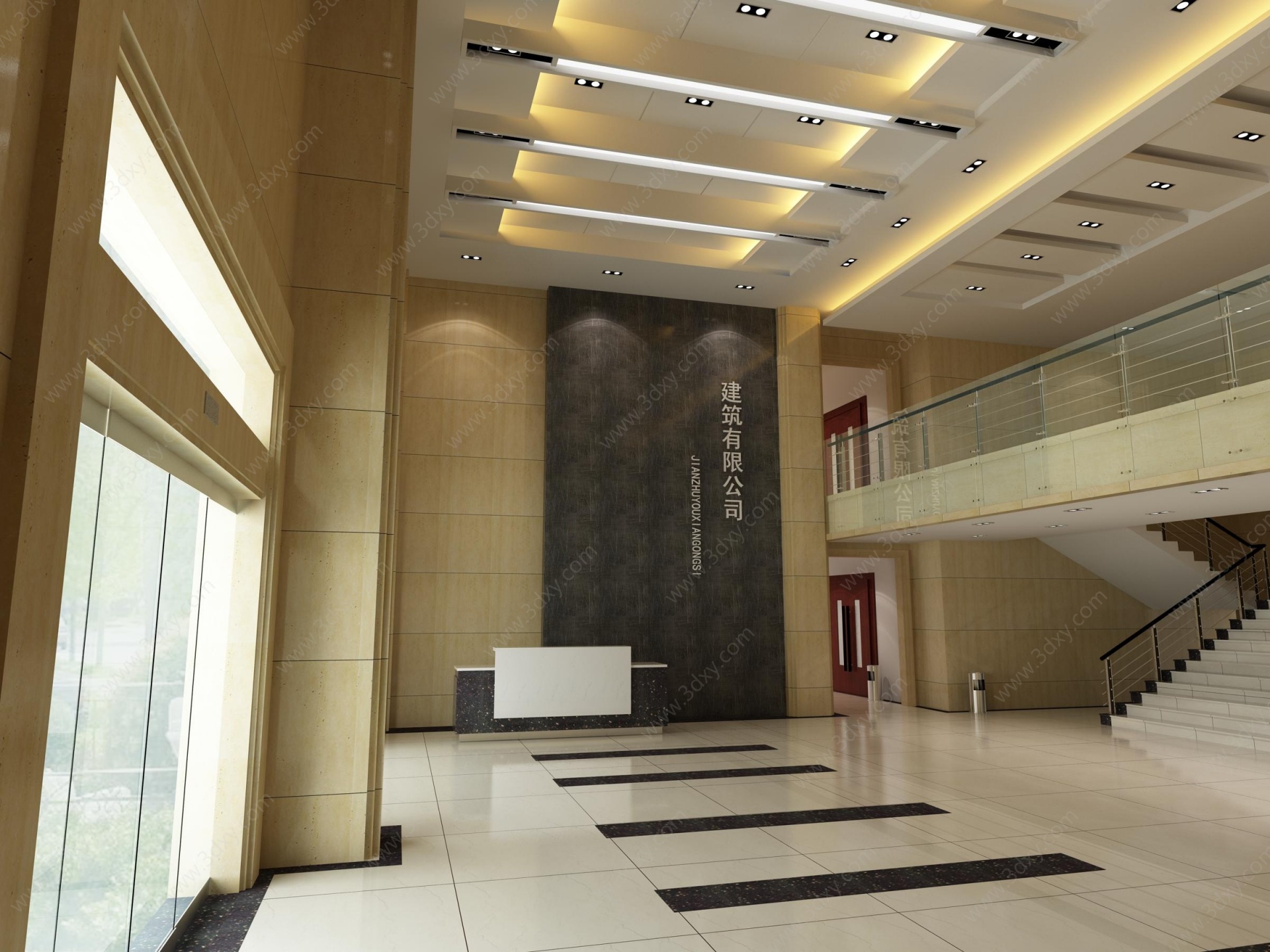 现代公司大厅门厅3D模型