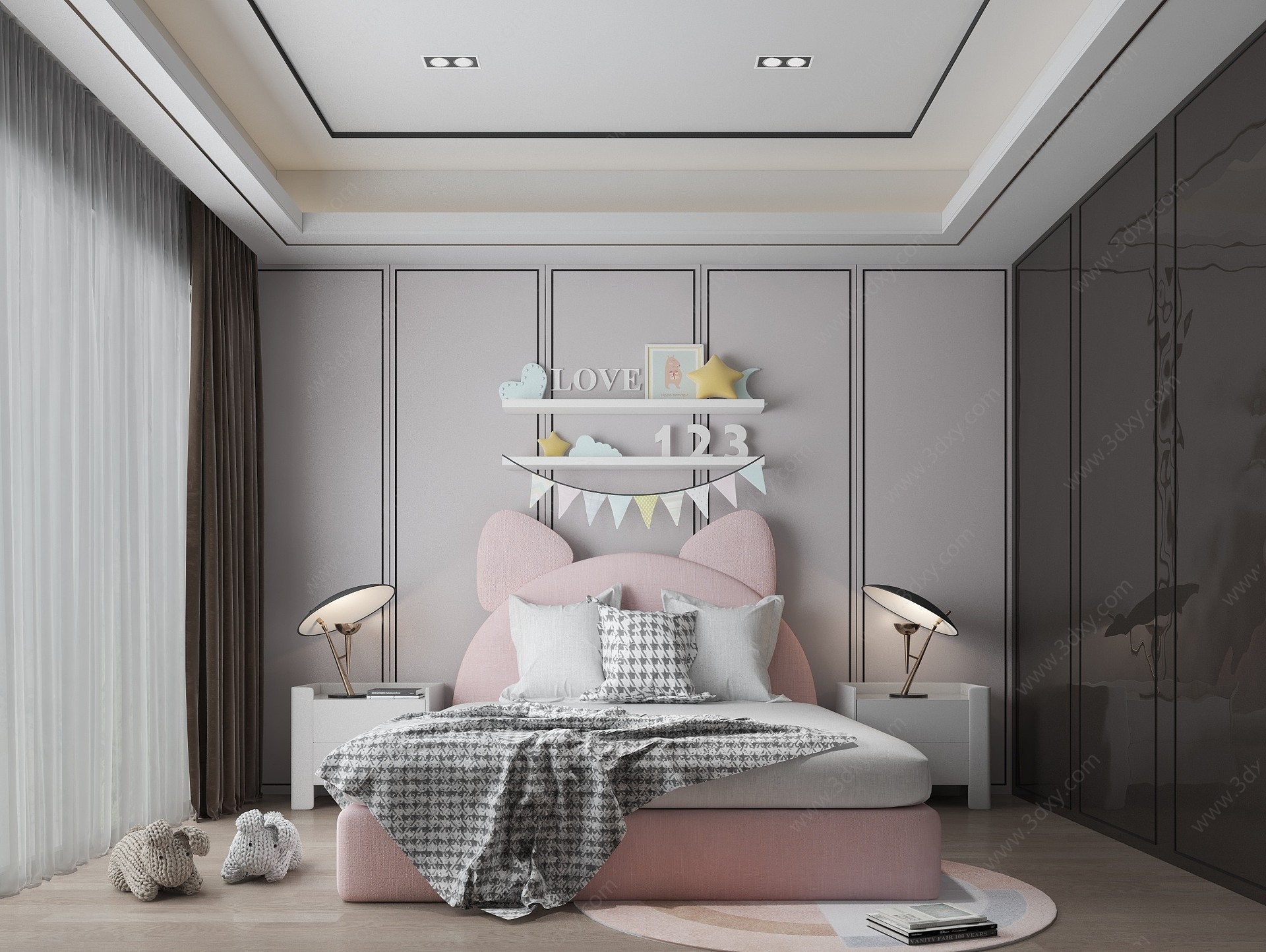 现代女儿房卧室3D模型