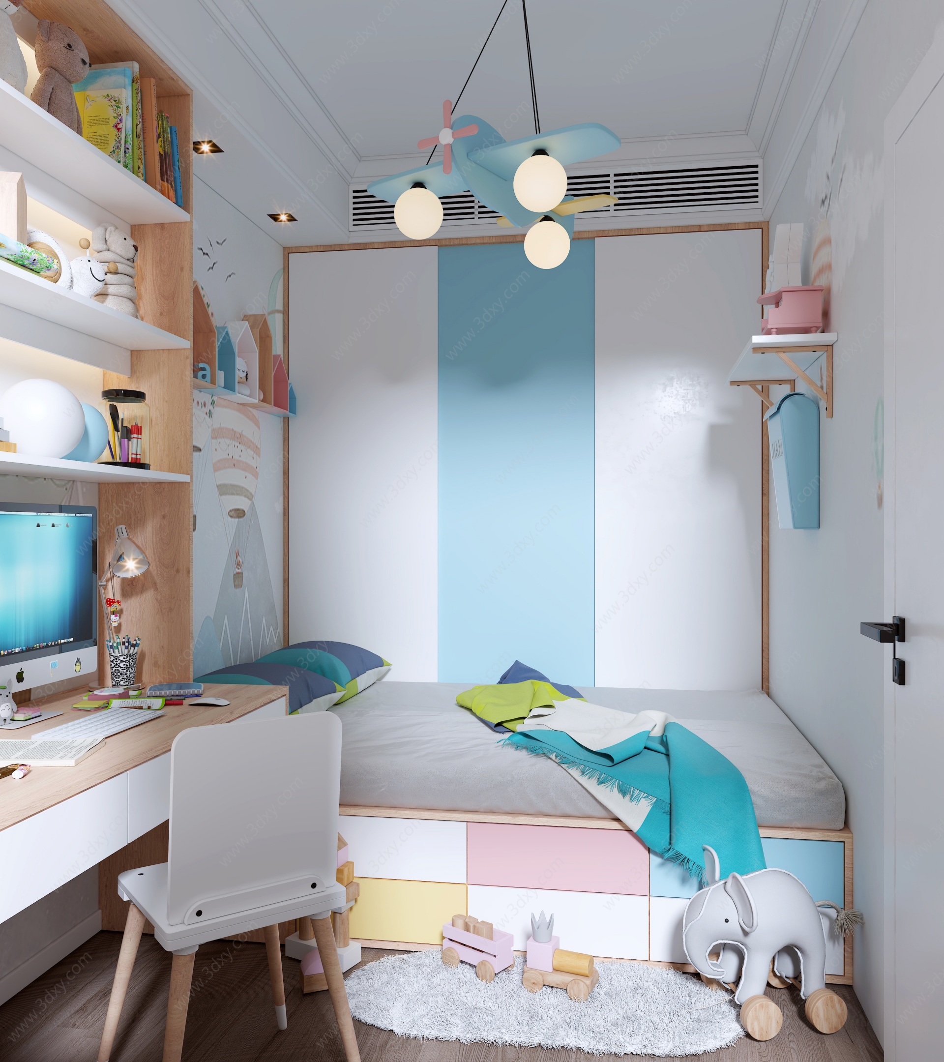 现代北欧风格儿童房3D模型