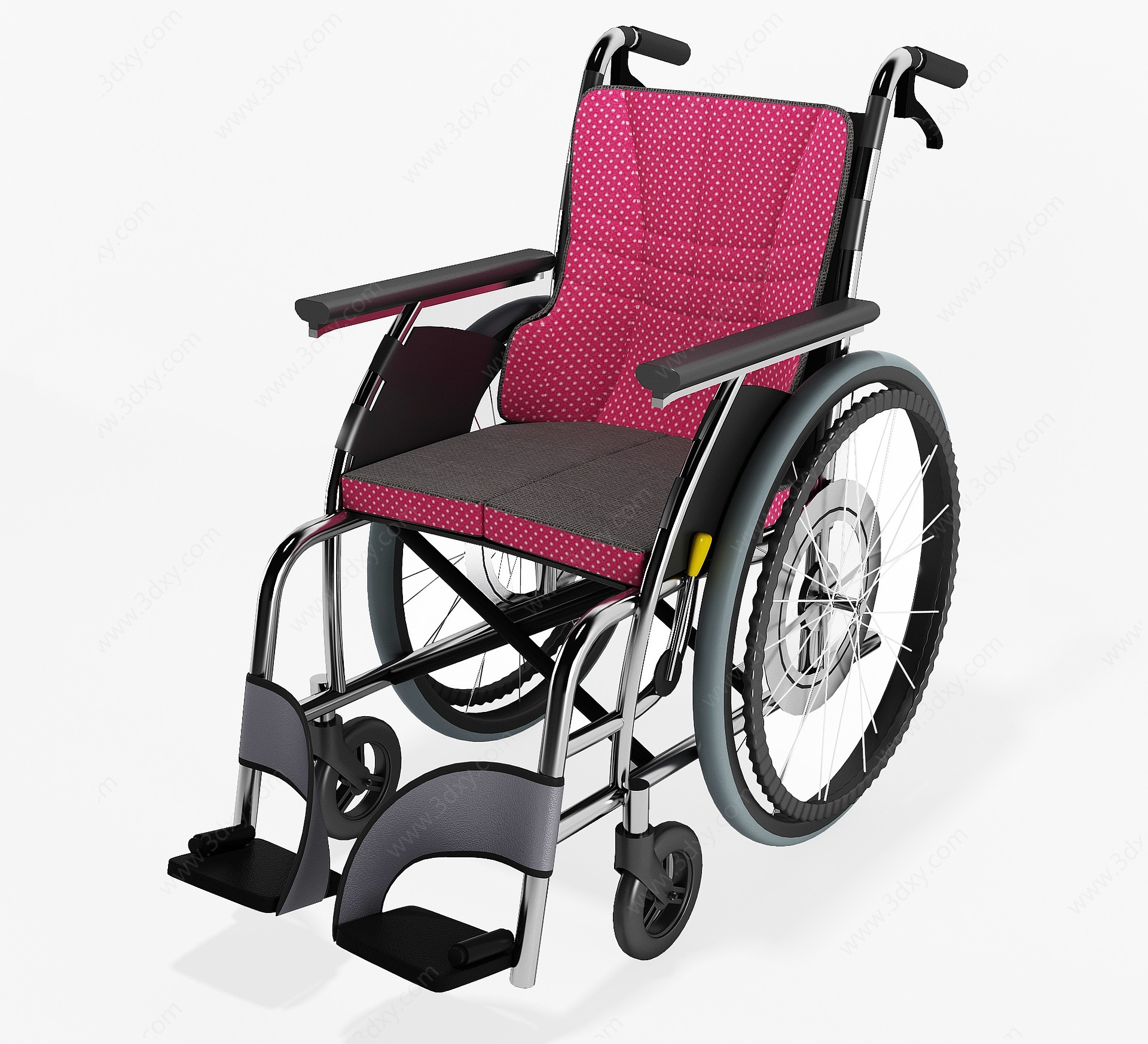 现代红色布艺轮椅3D模型