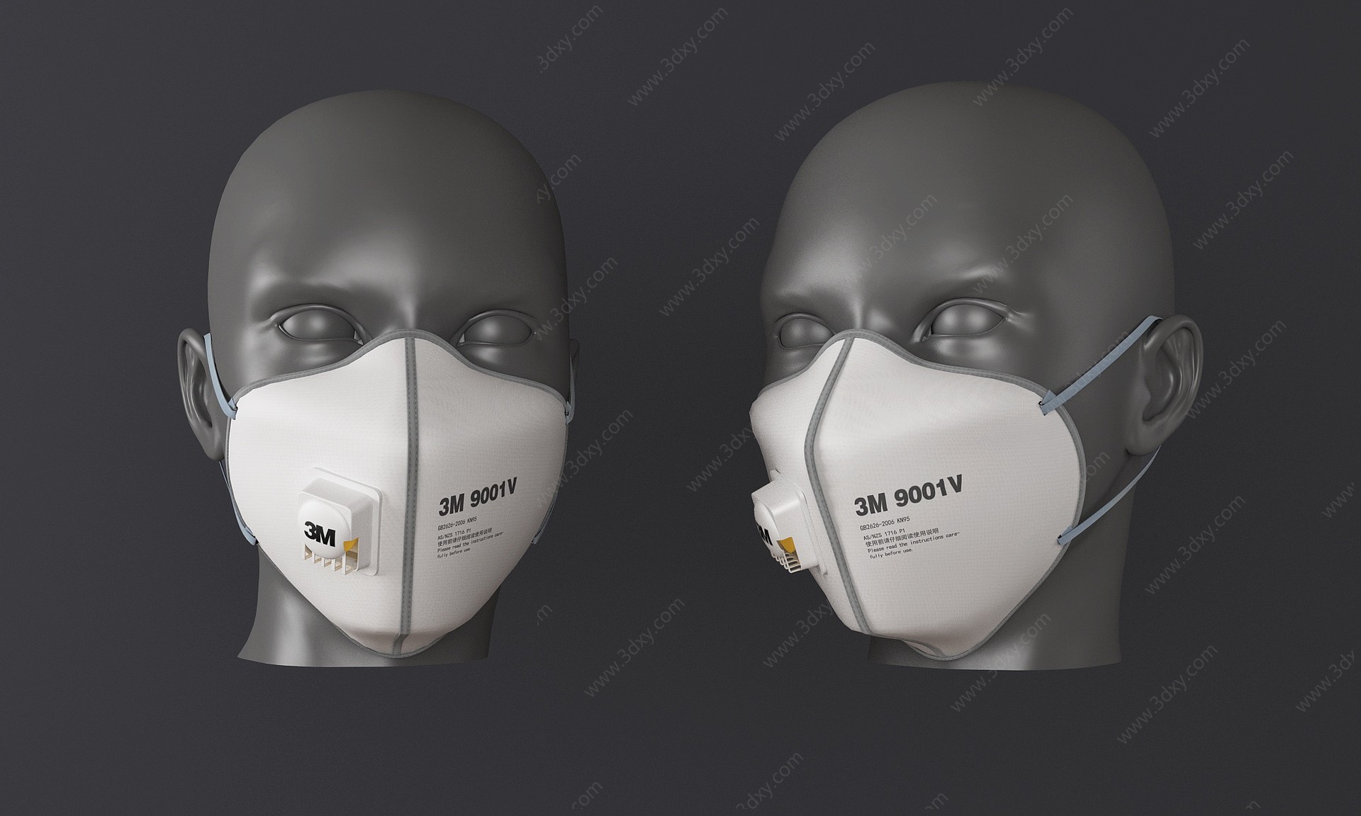 现代防病毒3M口罩3D模型