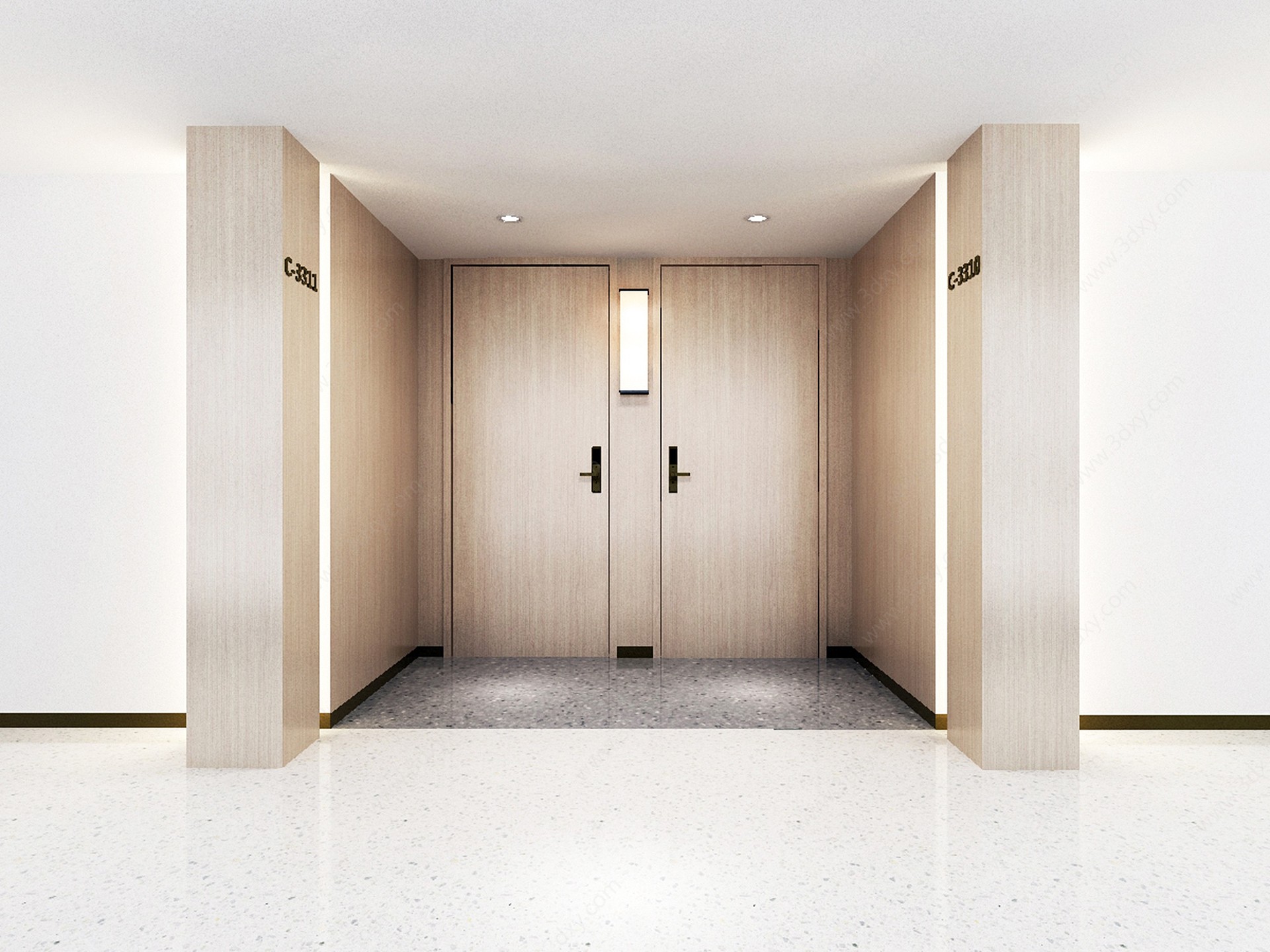 现代公寓酒店入户门厅3D模型