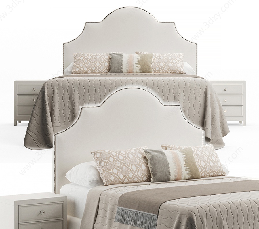 简欧式卧室特大床3D模型