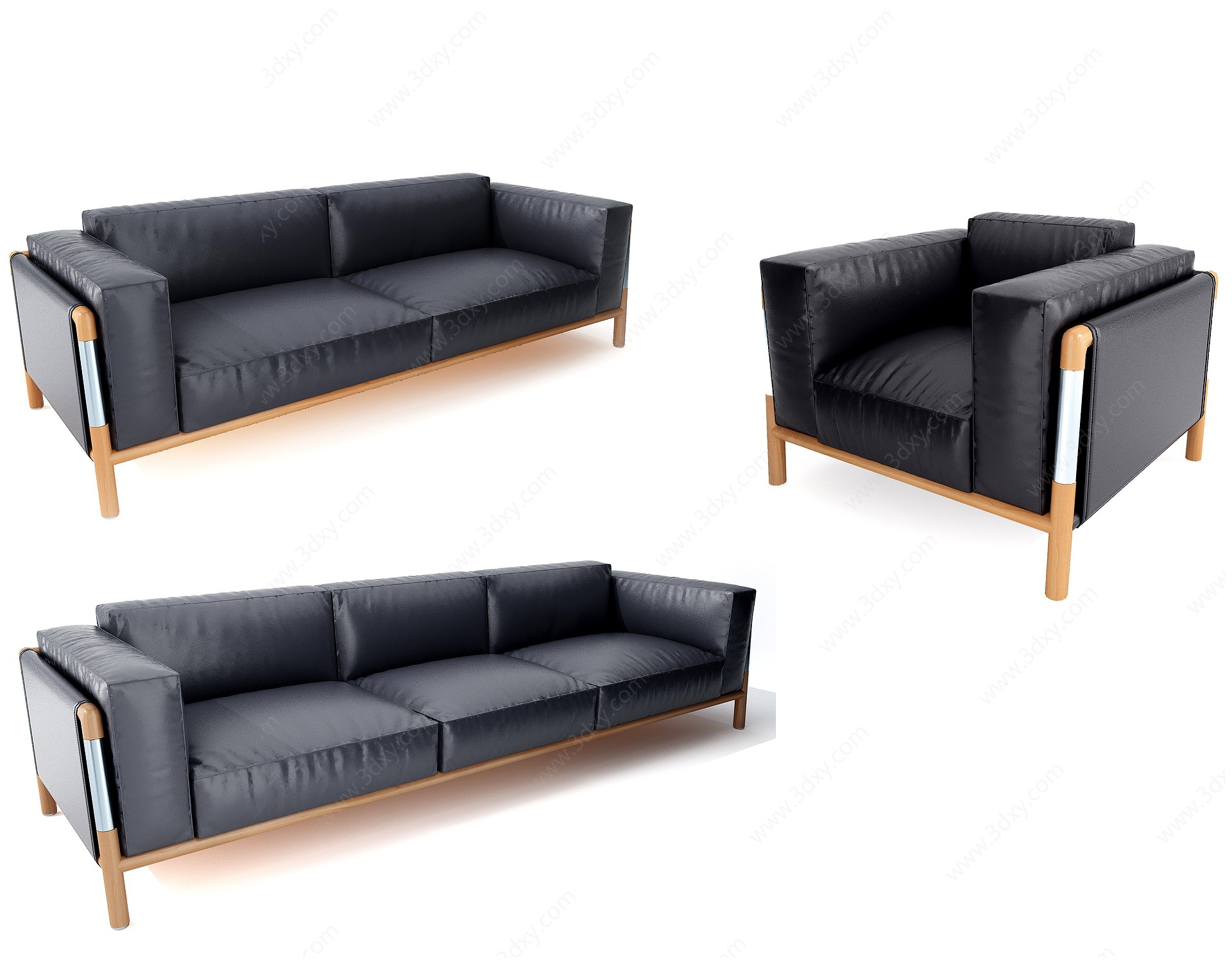 现代办公皮革沙发单人沙发3D模型