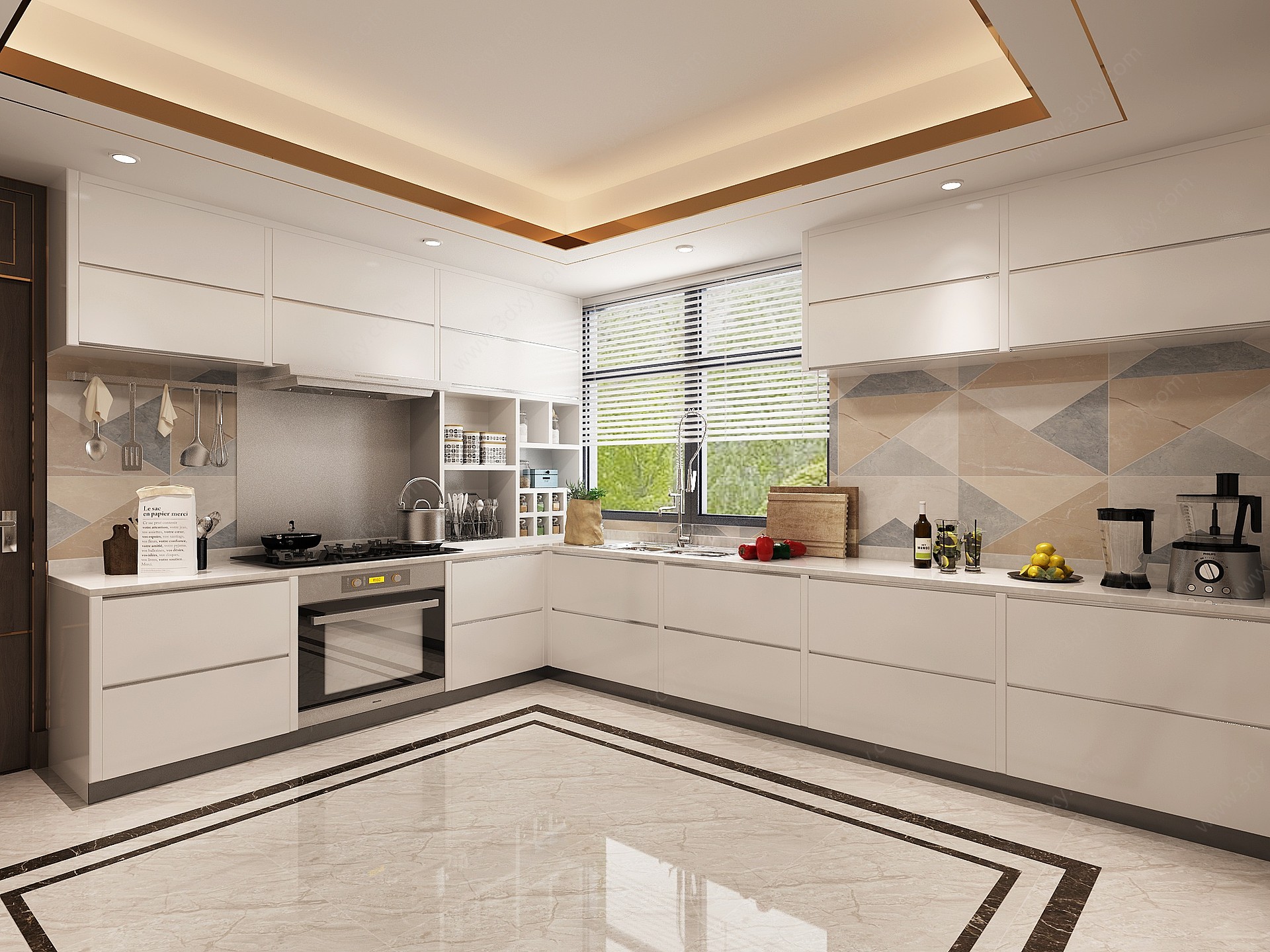新中式别墅厨房3D模型