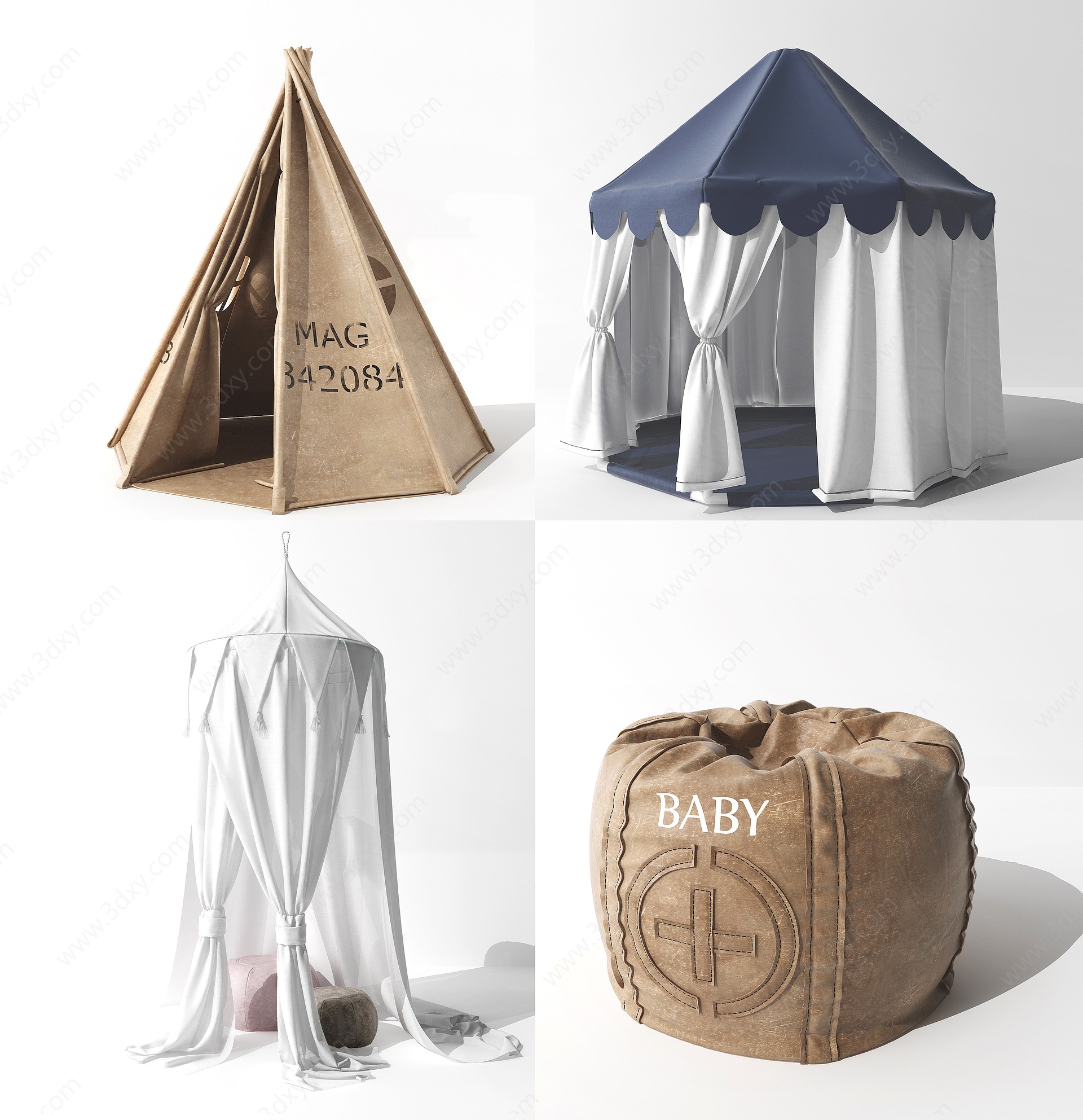 现代儿童帐篷懒人沙发3D模型