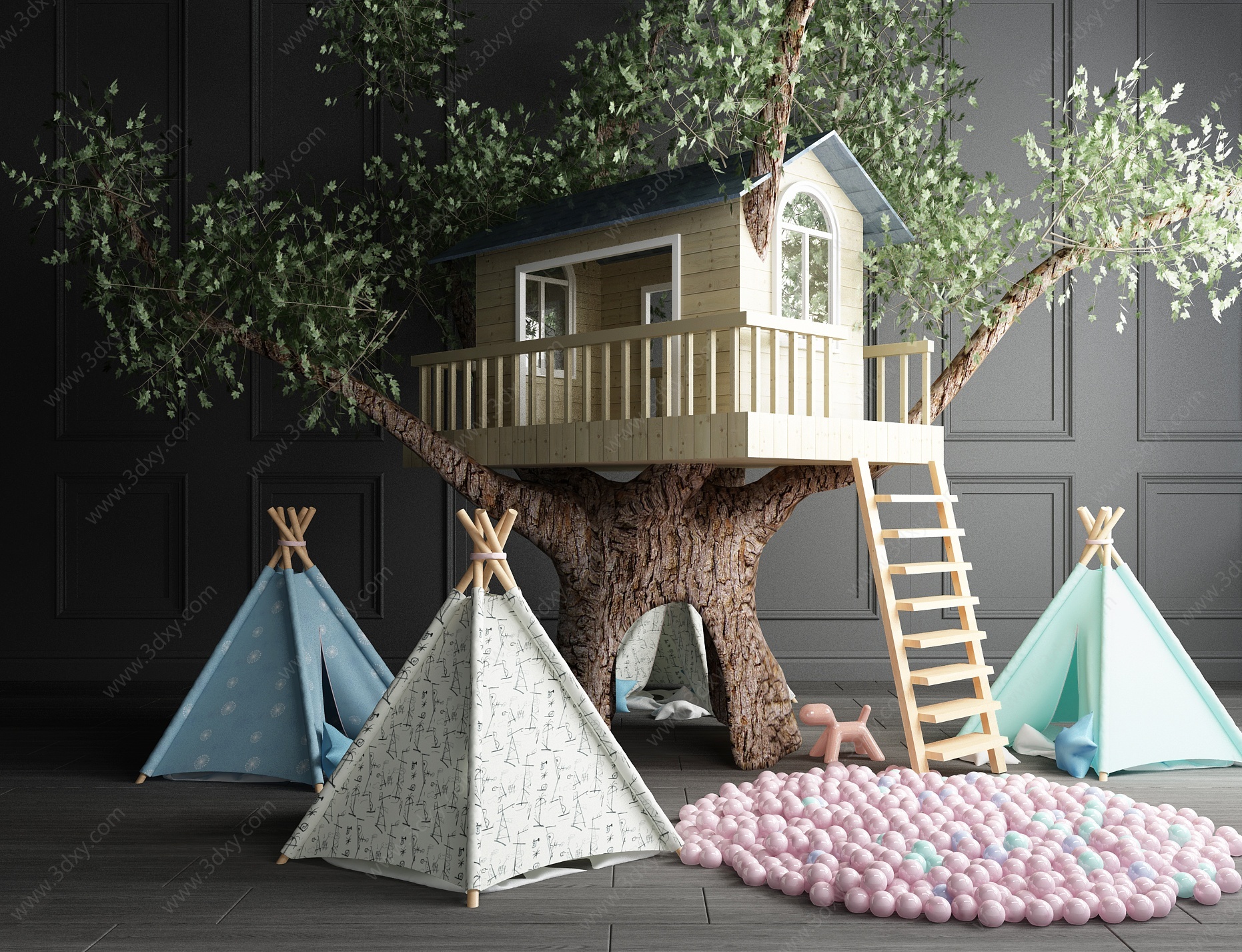 儿童树屋帐篷玩具3D模型
