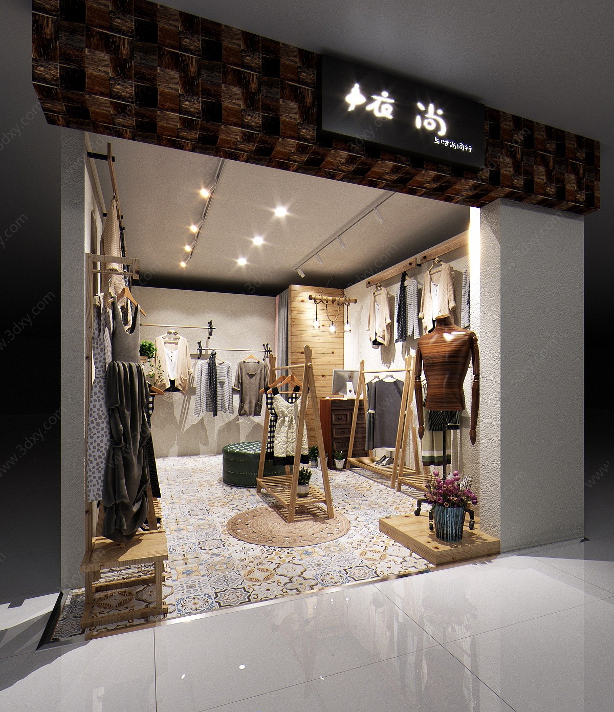 东南亚服装店女装店货架3D模型