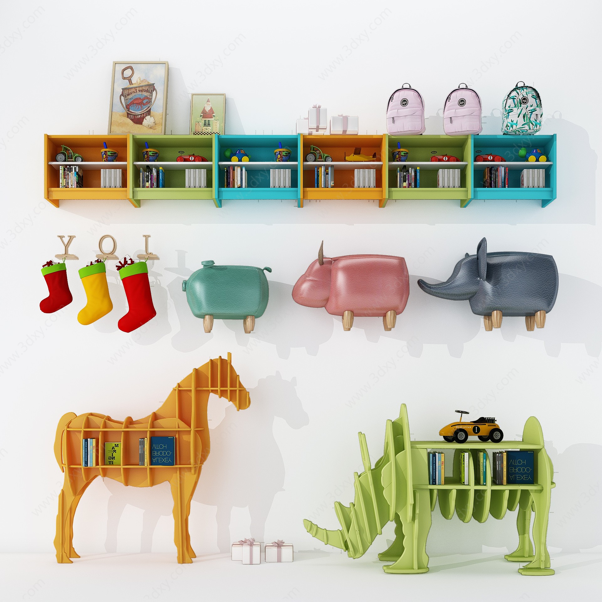 现代儿童柜玩具3D模型