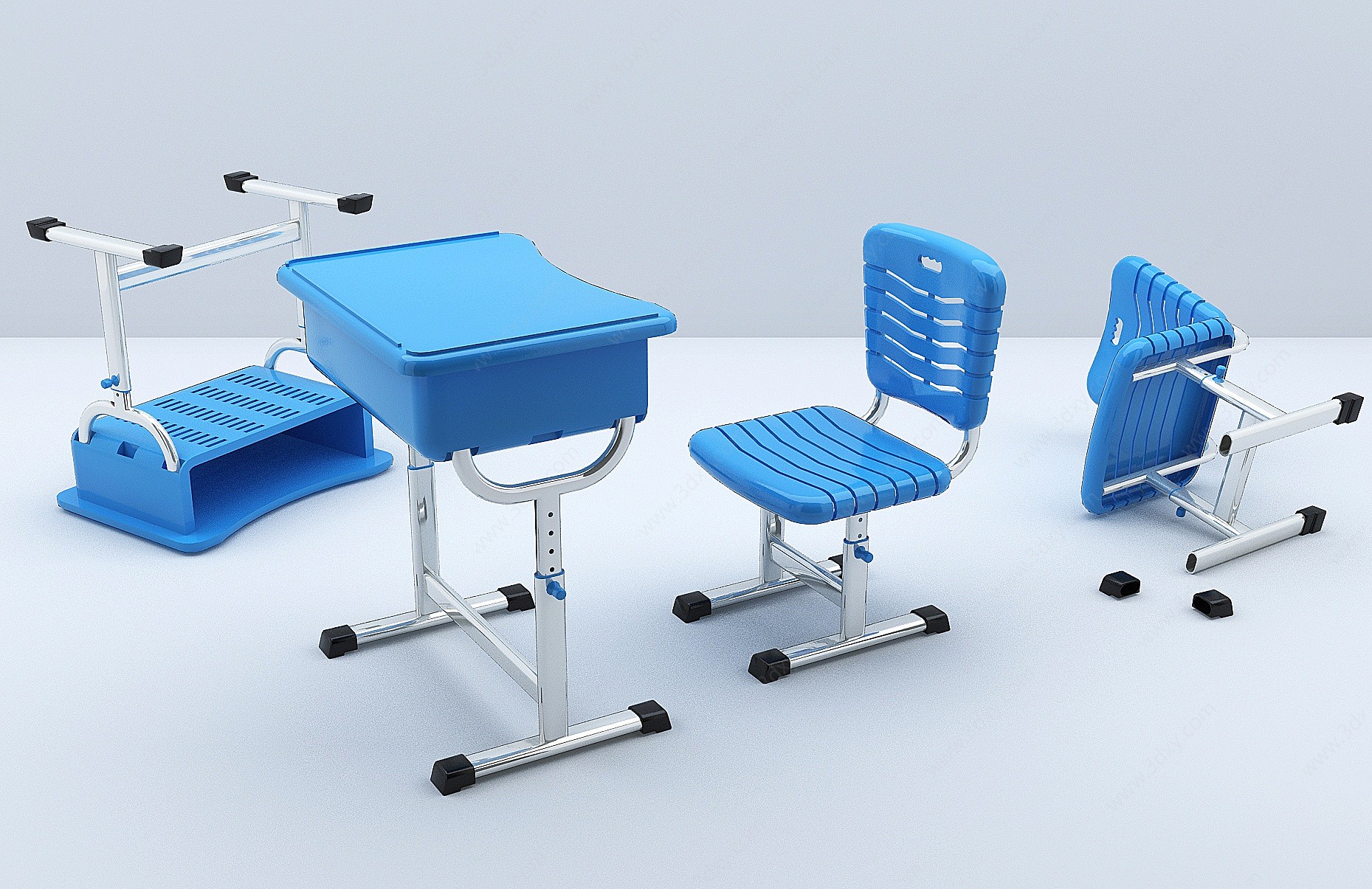儿童学生课桌椅书桌3D模型