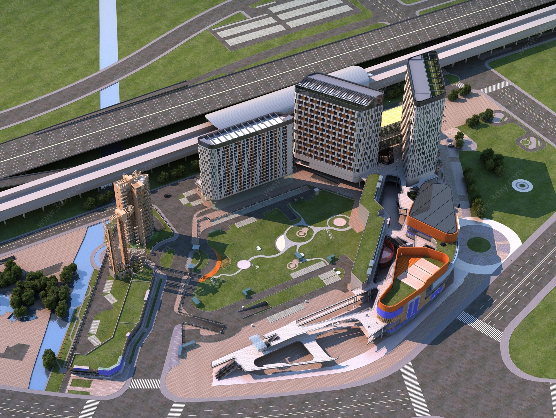 现代酒店高层办公楼3D模型