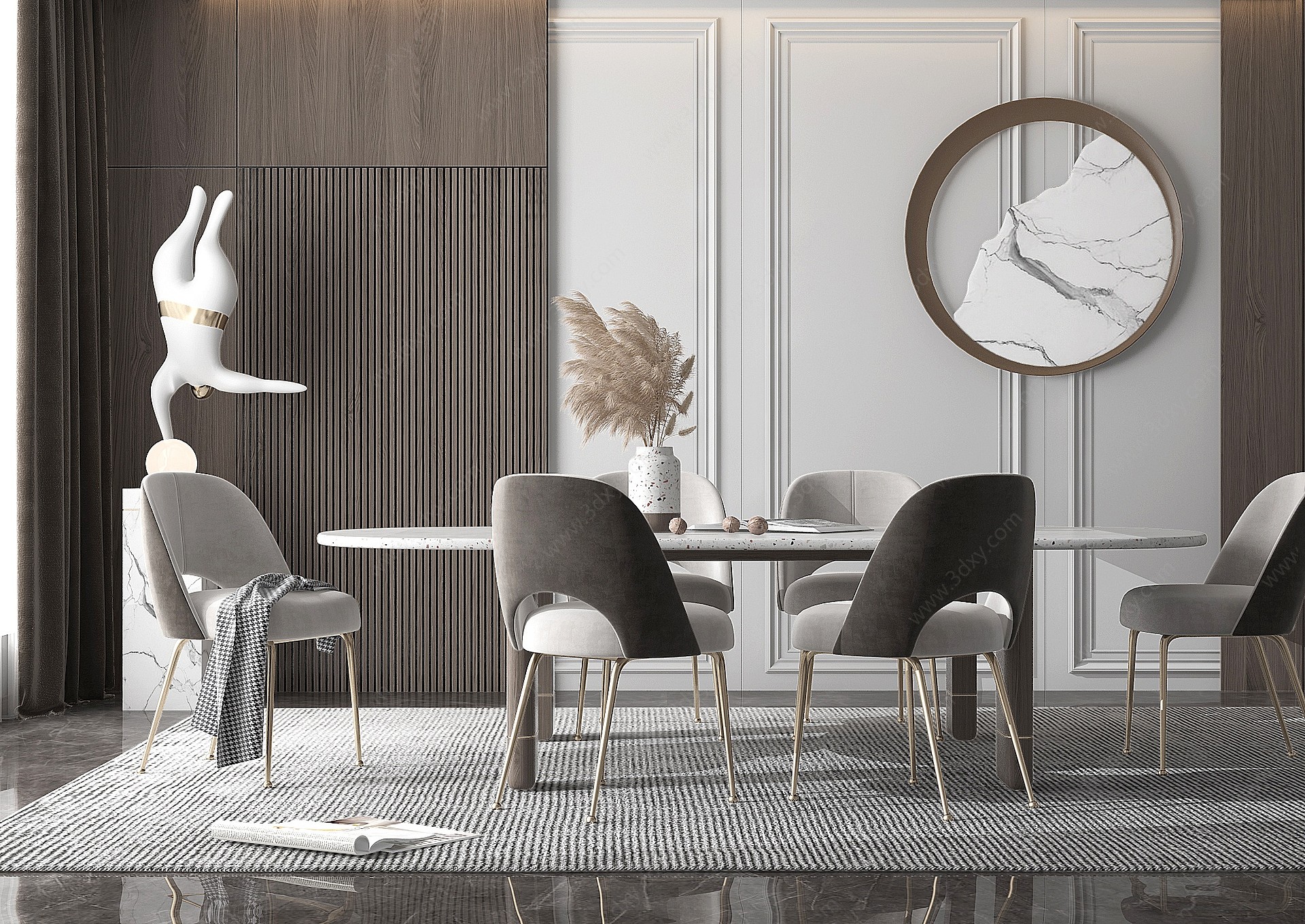 轻奢餐桌椅组合3D模型