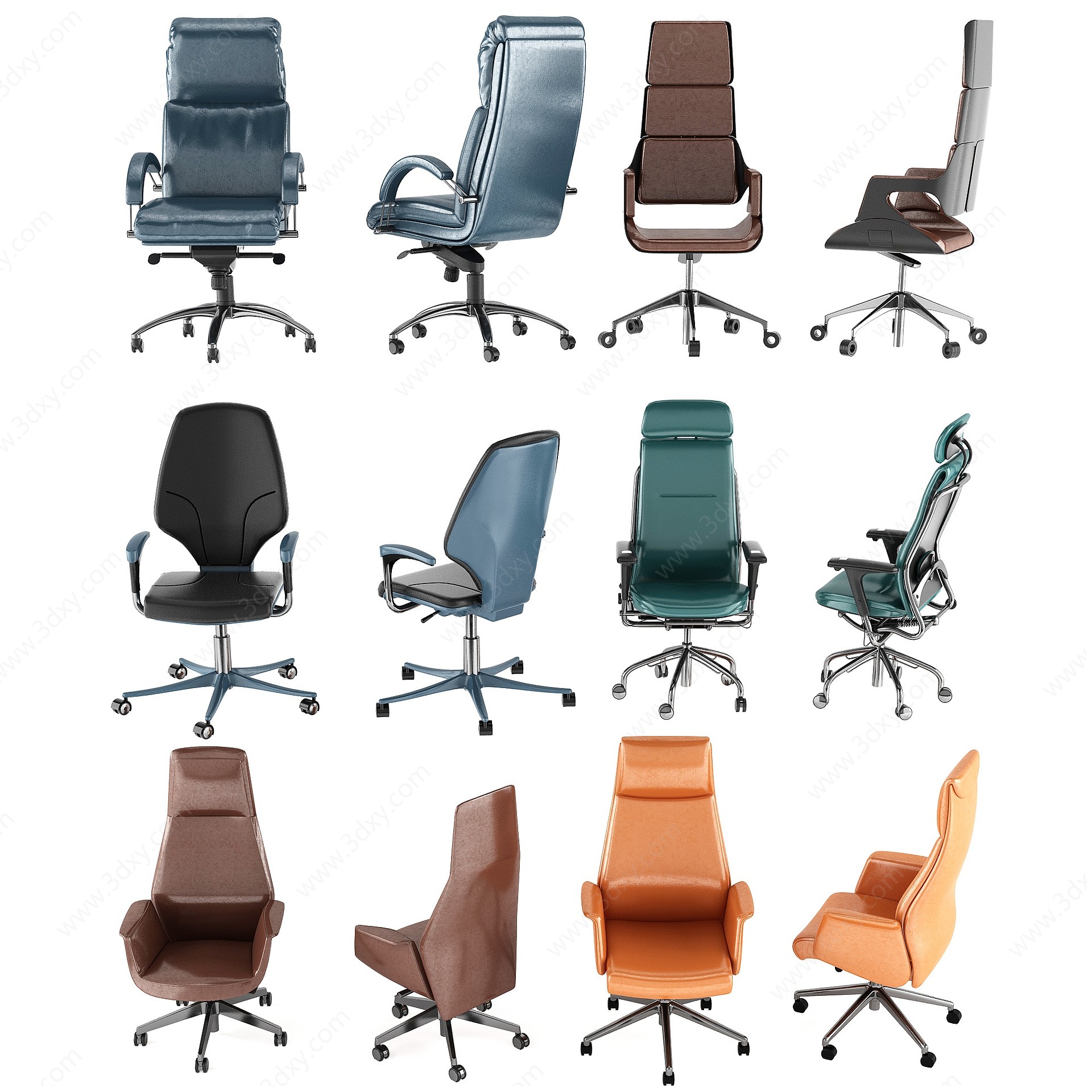 现代办公椅职员椅3D模型