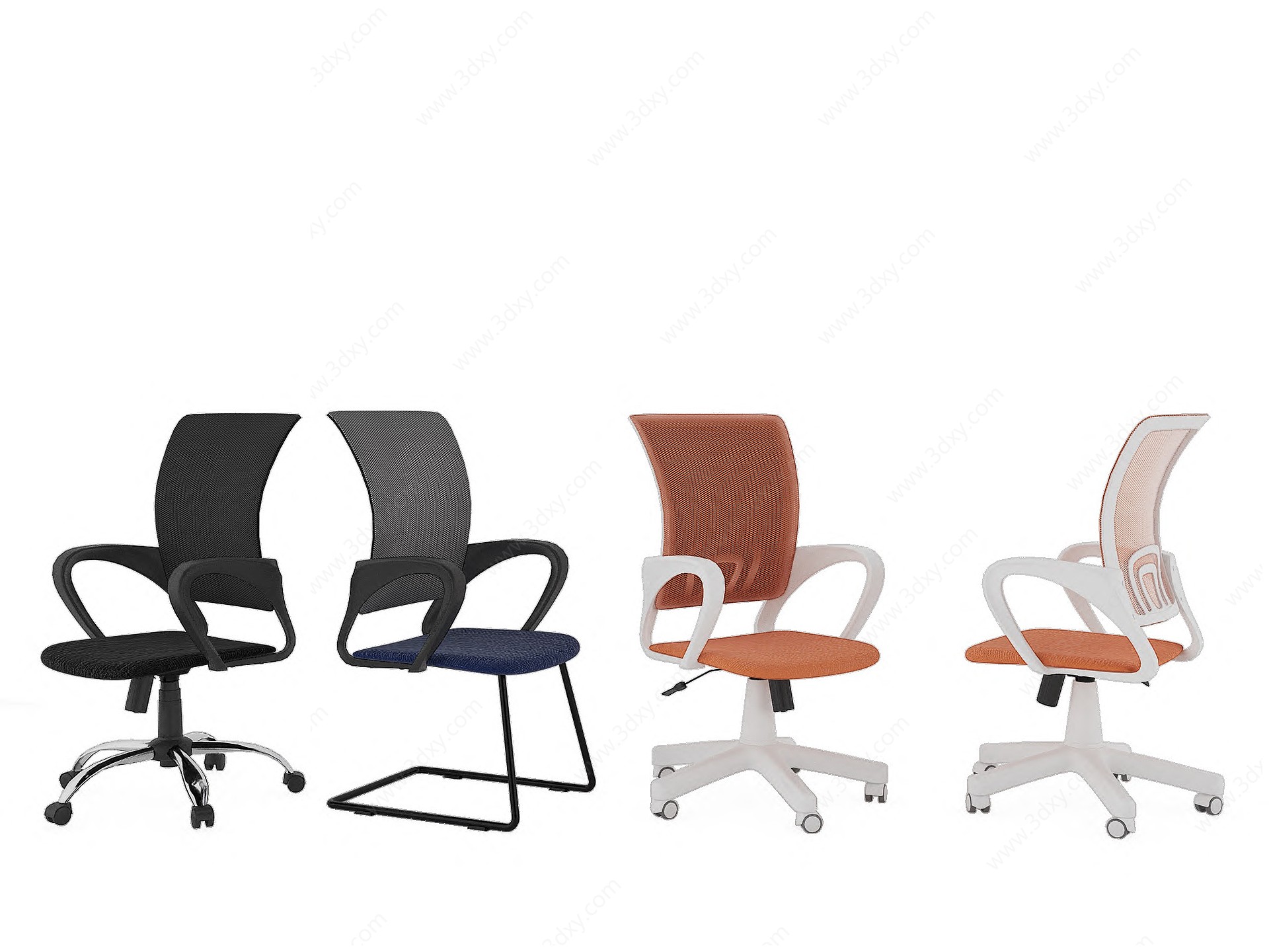 现代职员办公椅3D模型