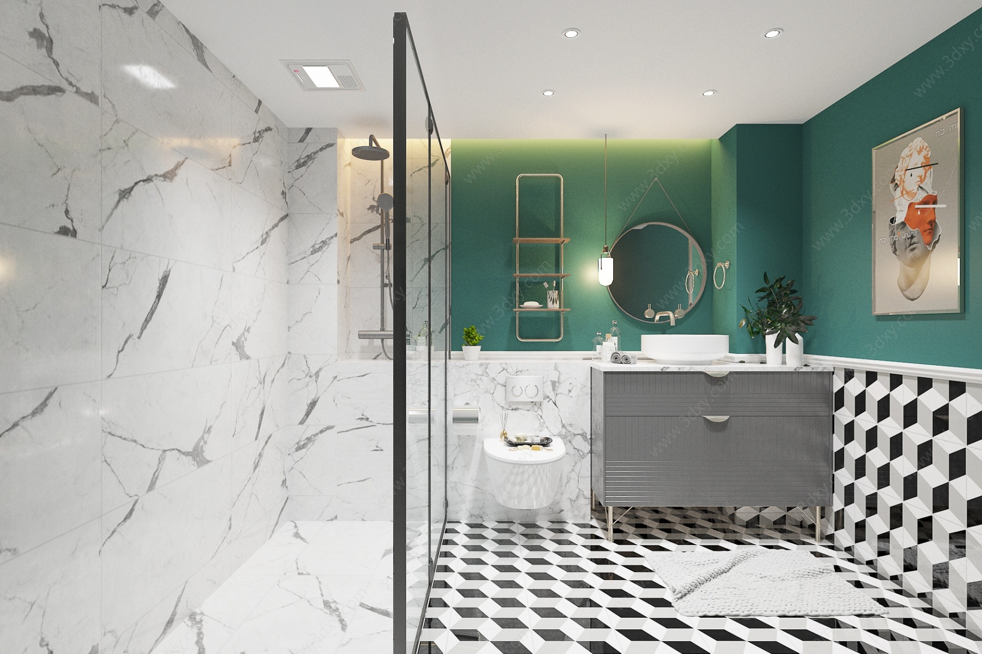 现代风格卫生间浴室柜3D模型