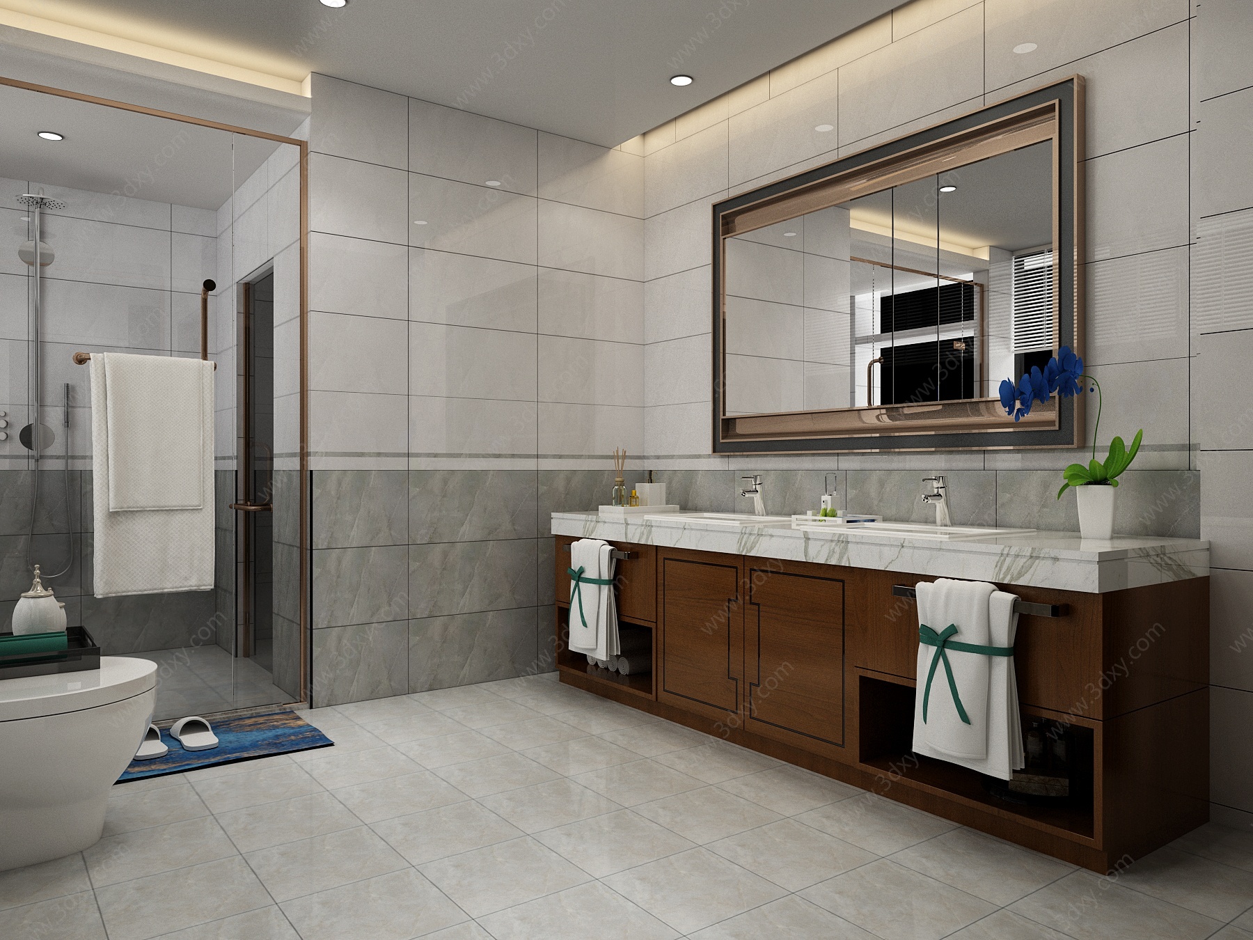 新中式卫生间浴室柜3D模型