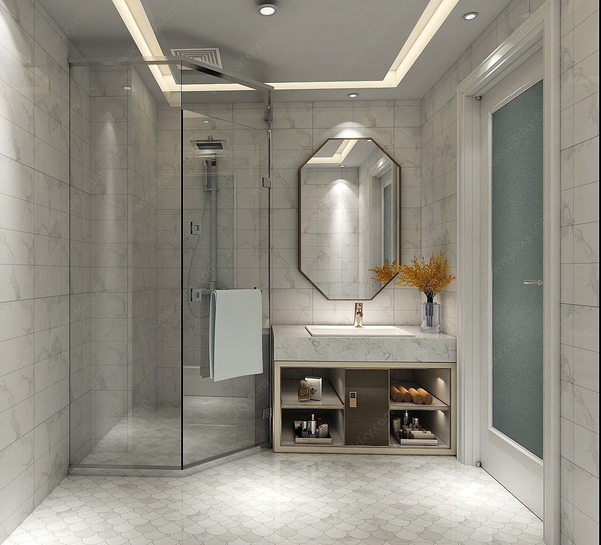 现代卫生间浴室柜3D模型