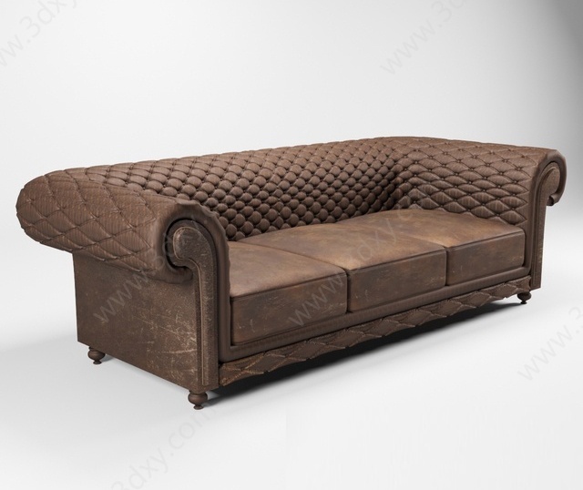 欧式美式皮革沙发3D模型