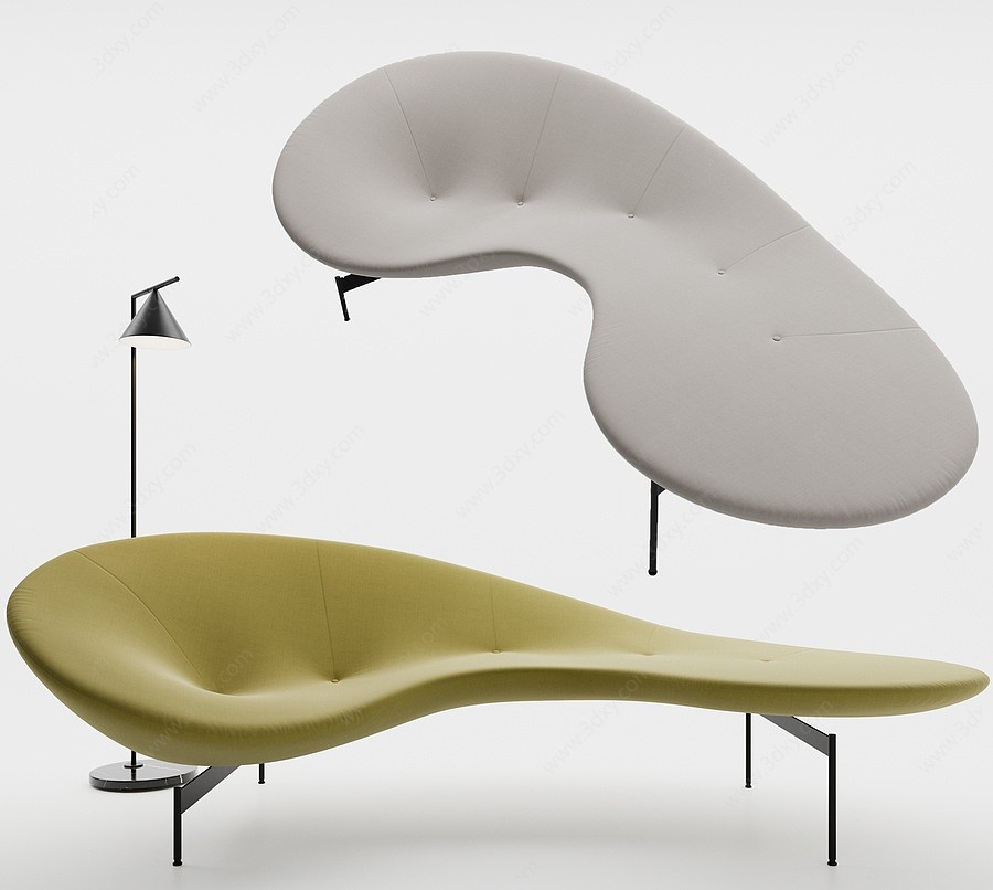 现代卧榻贵妃椅3D模型