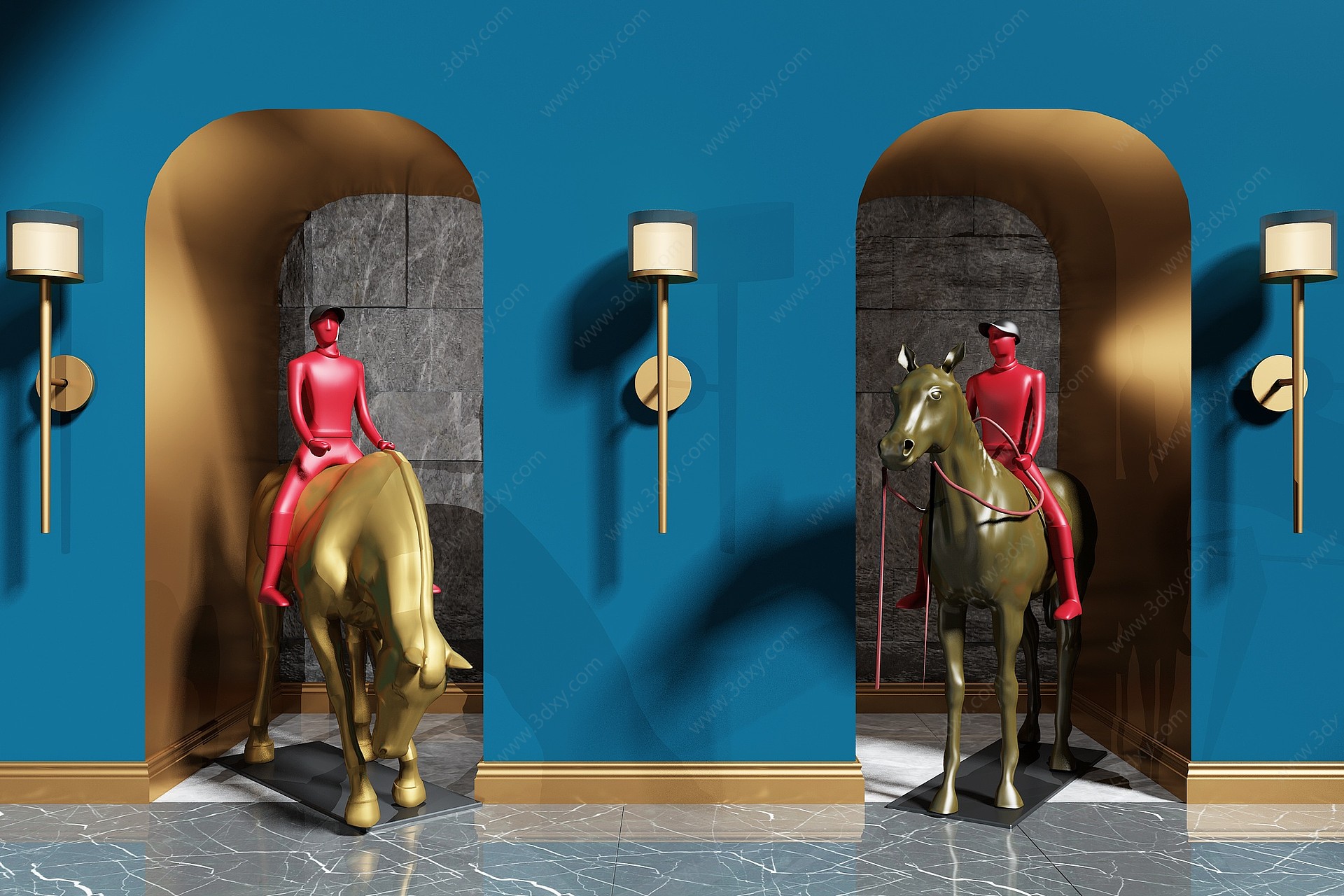 骑马的人物雕塑3D模型