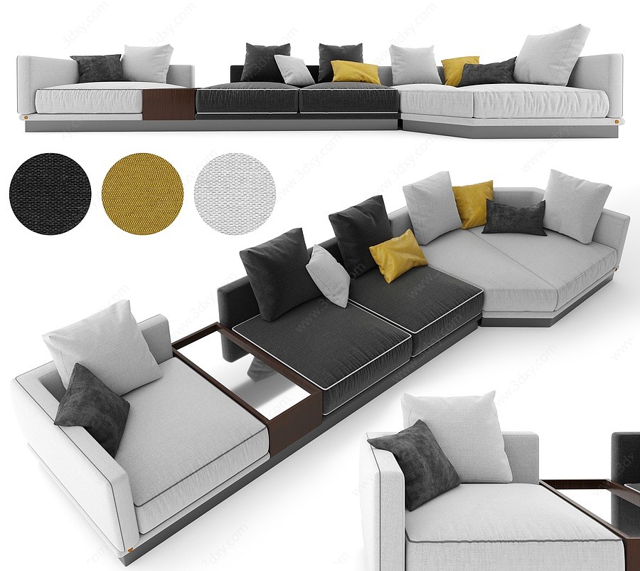 现代沙发转角沙发3D模型