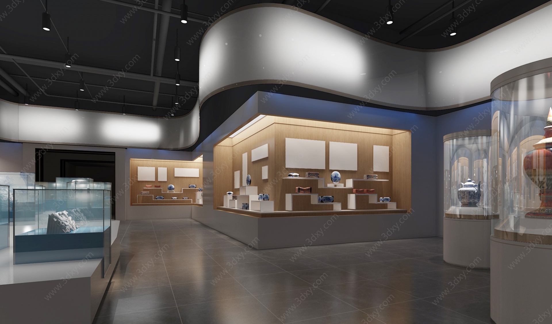 新中式博物馆展厅3D模型
