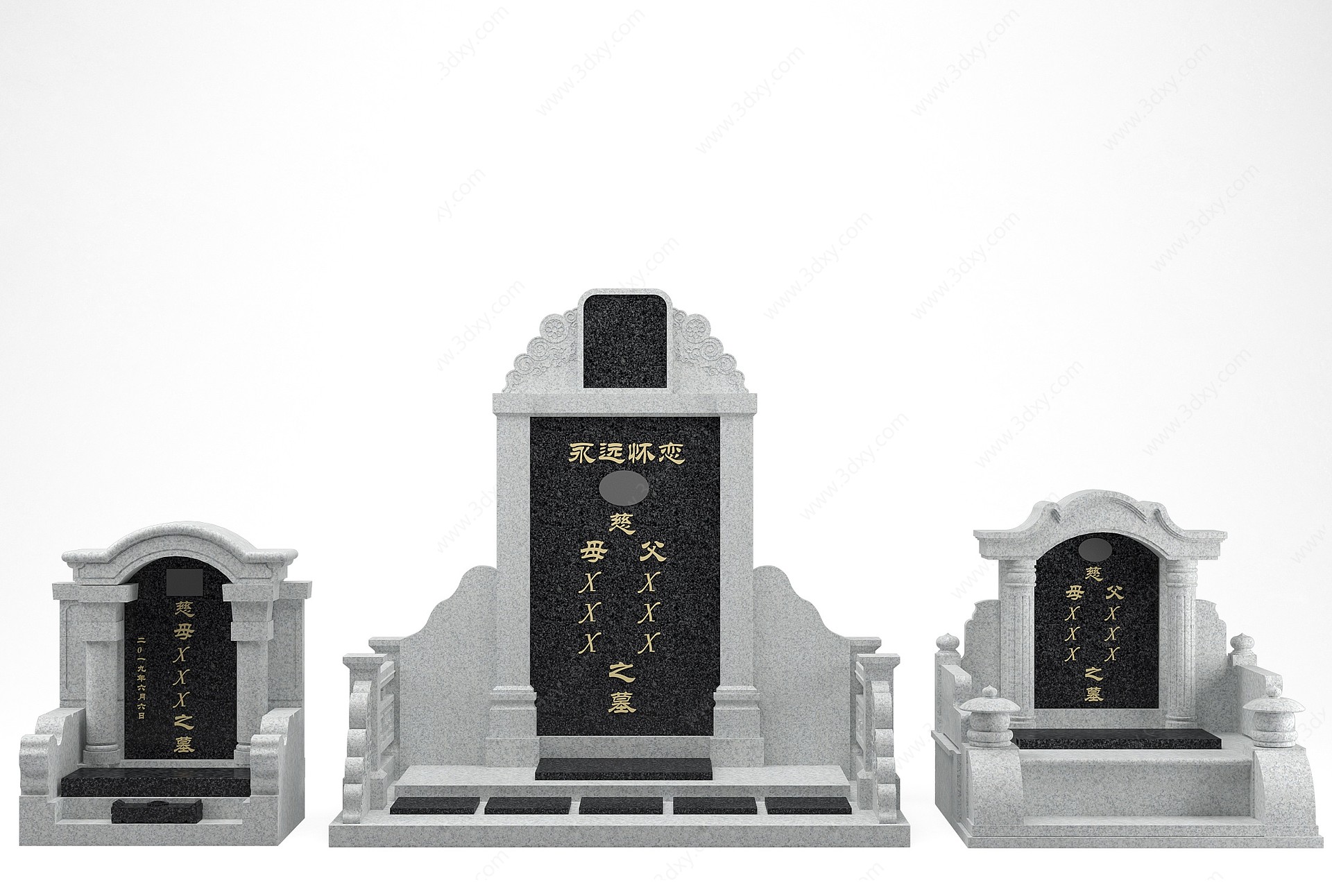 中式墓地墓碑3D模型