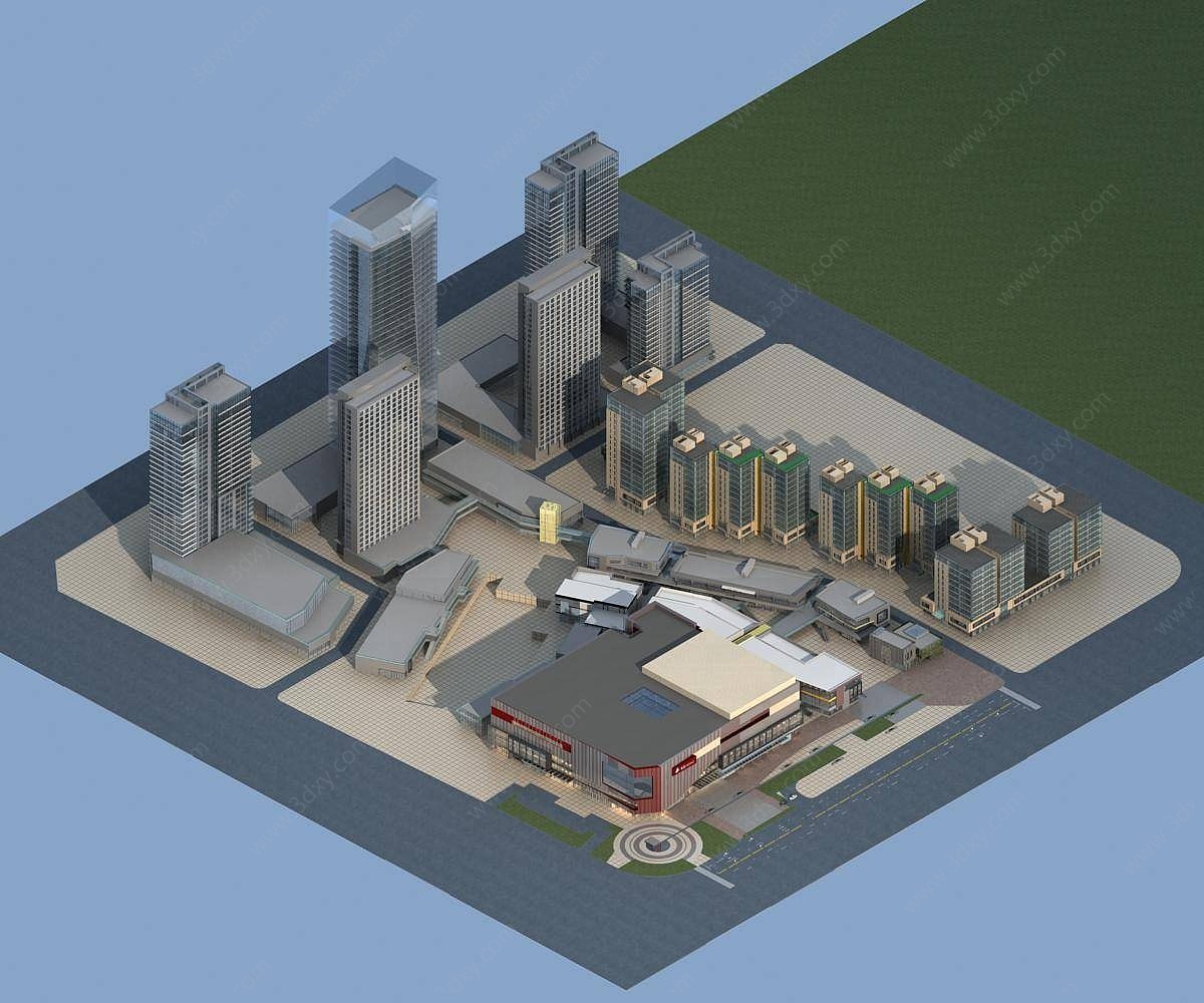 现代城市商业综合体3D模型