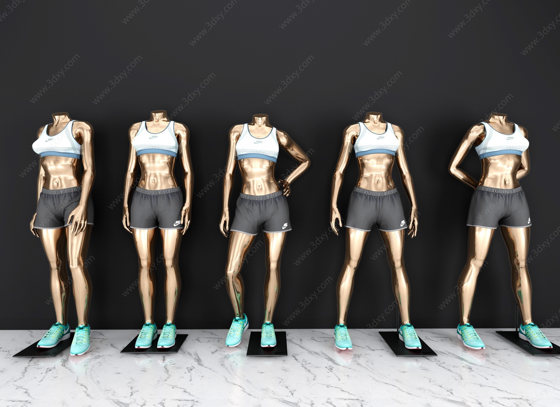 女士运动服装人物模特3D模型