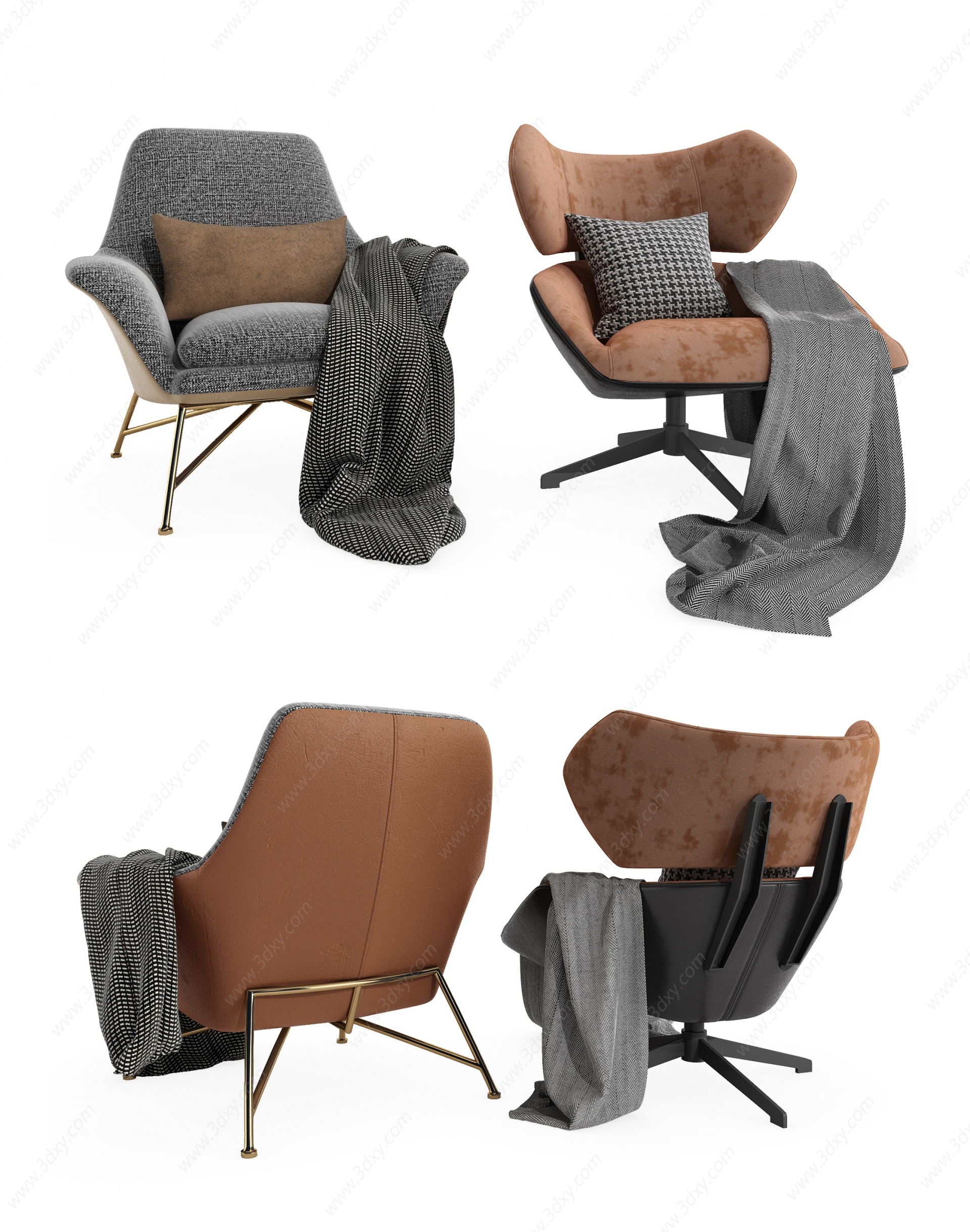 现代办公休闲椅3D模型