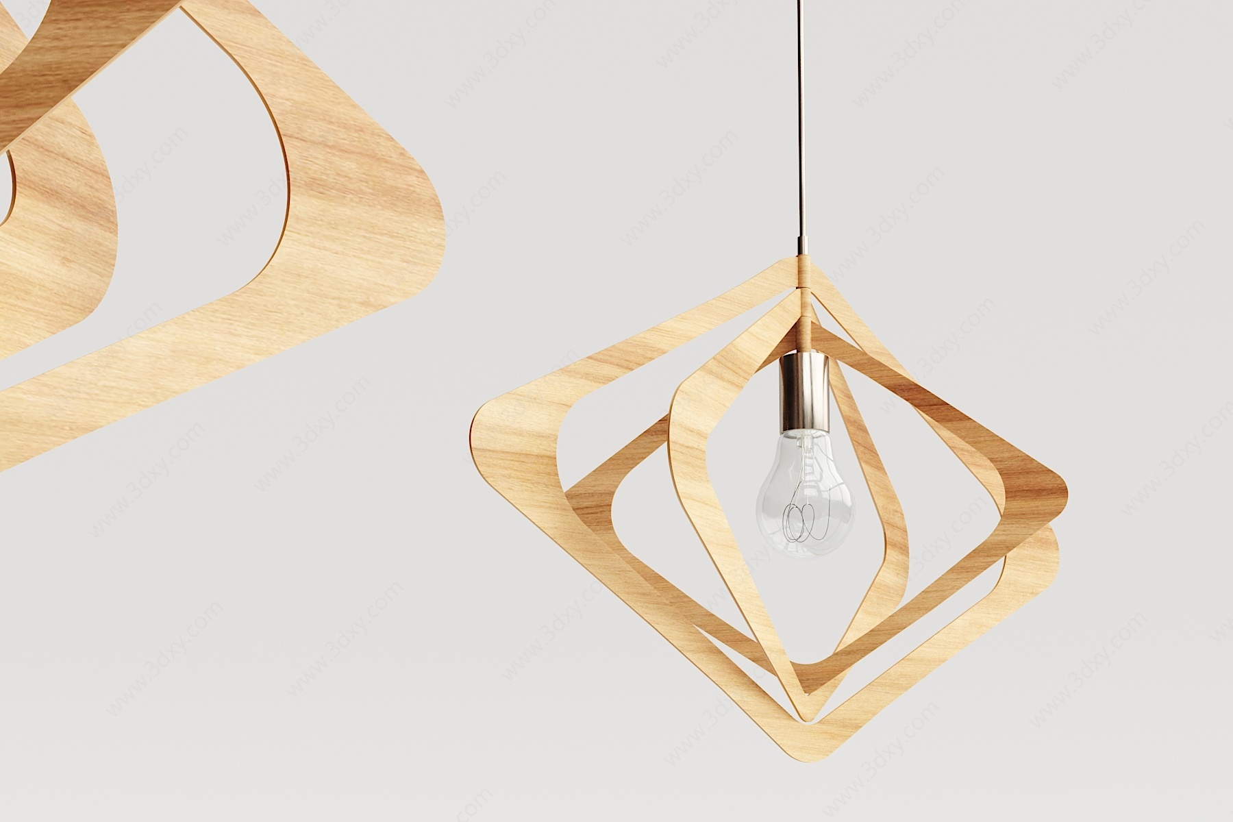 现代实木吊灯3D模型