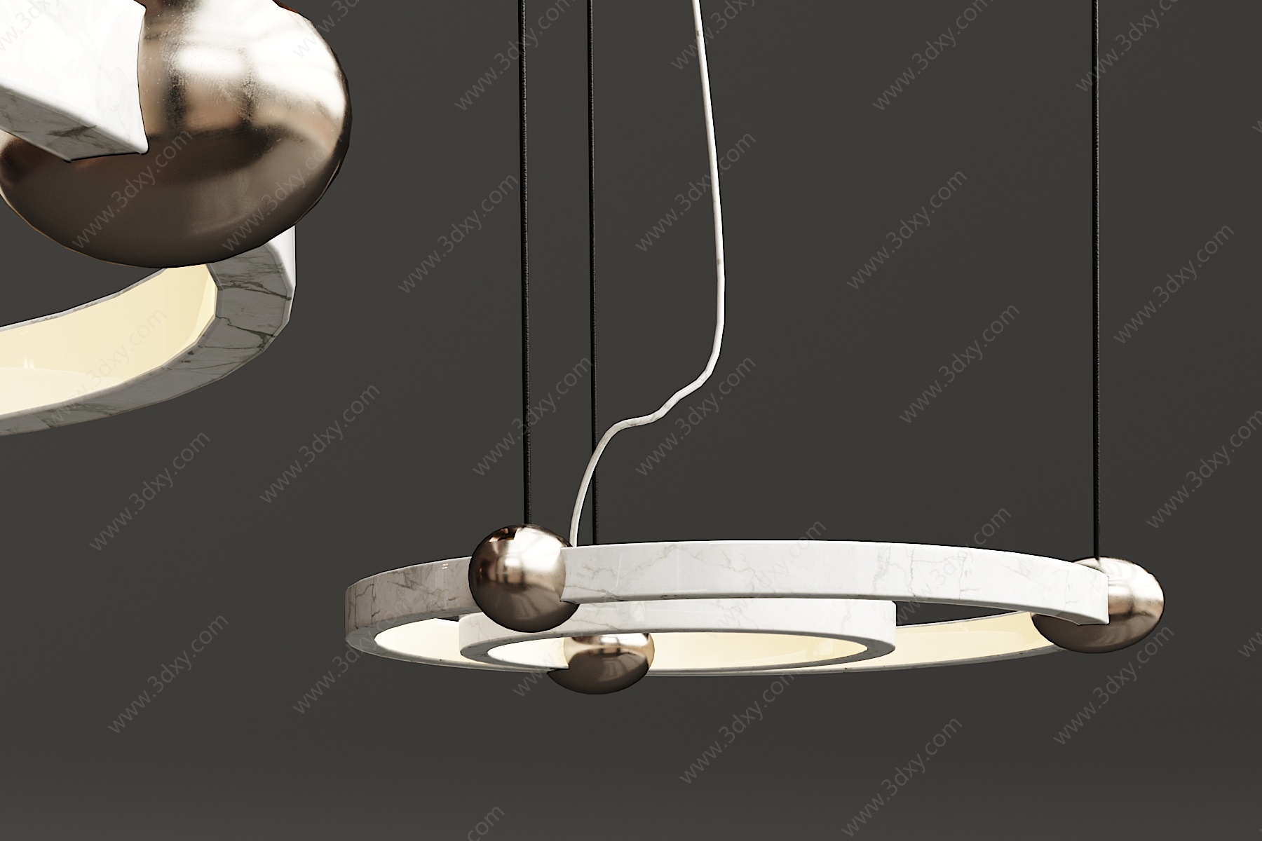 现代金属环形吊灯3D模型